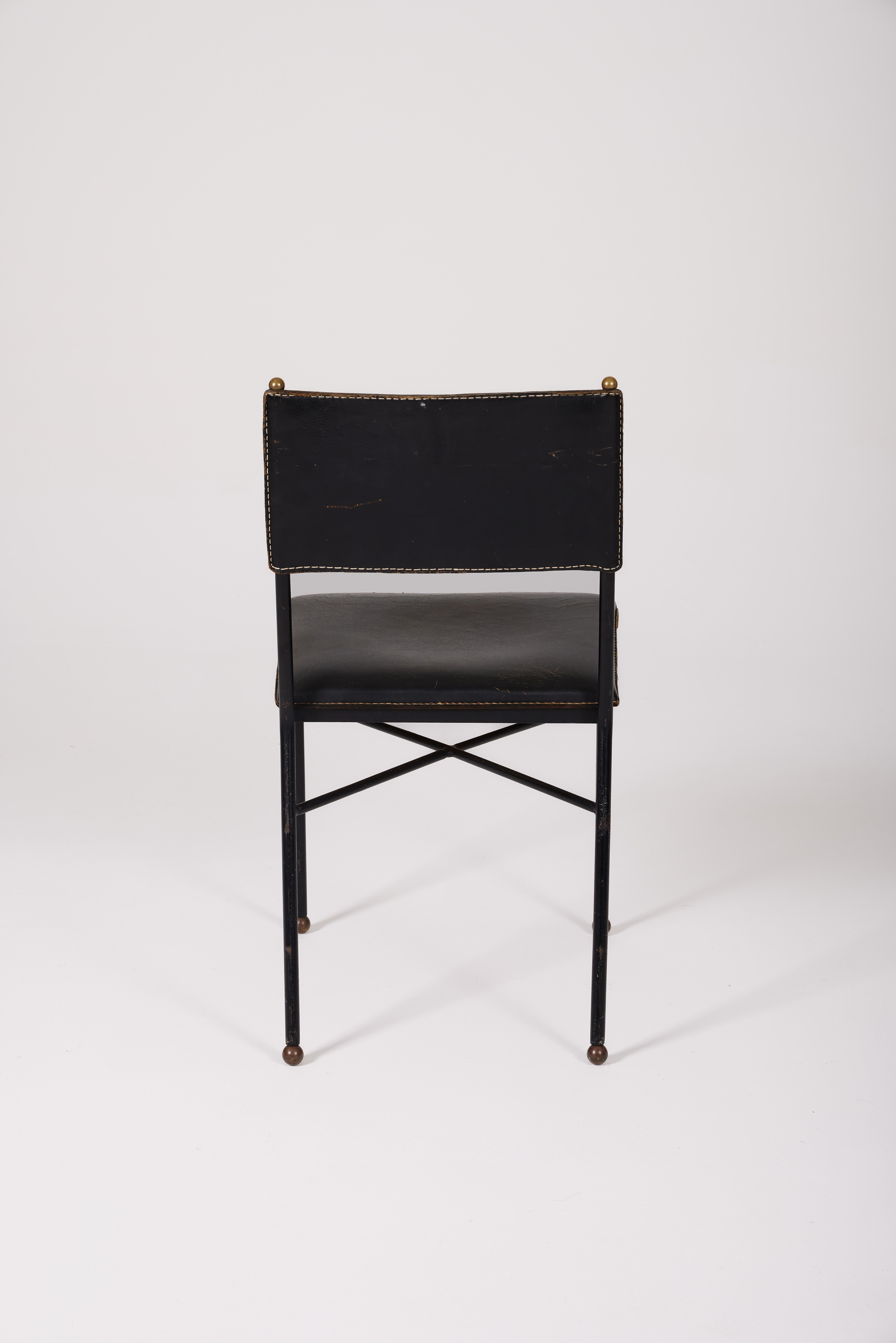 Leather Chair by Jacques Adnet 3