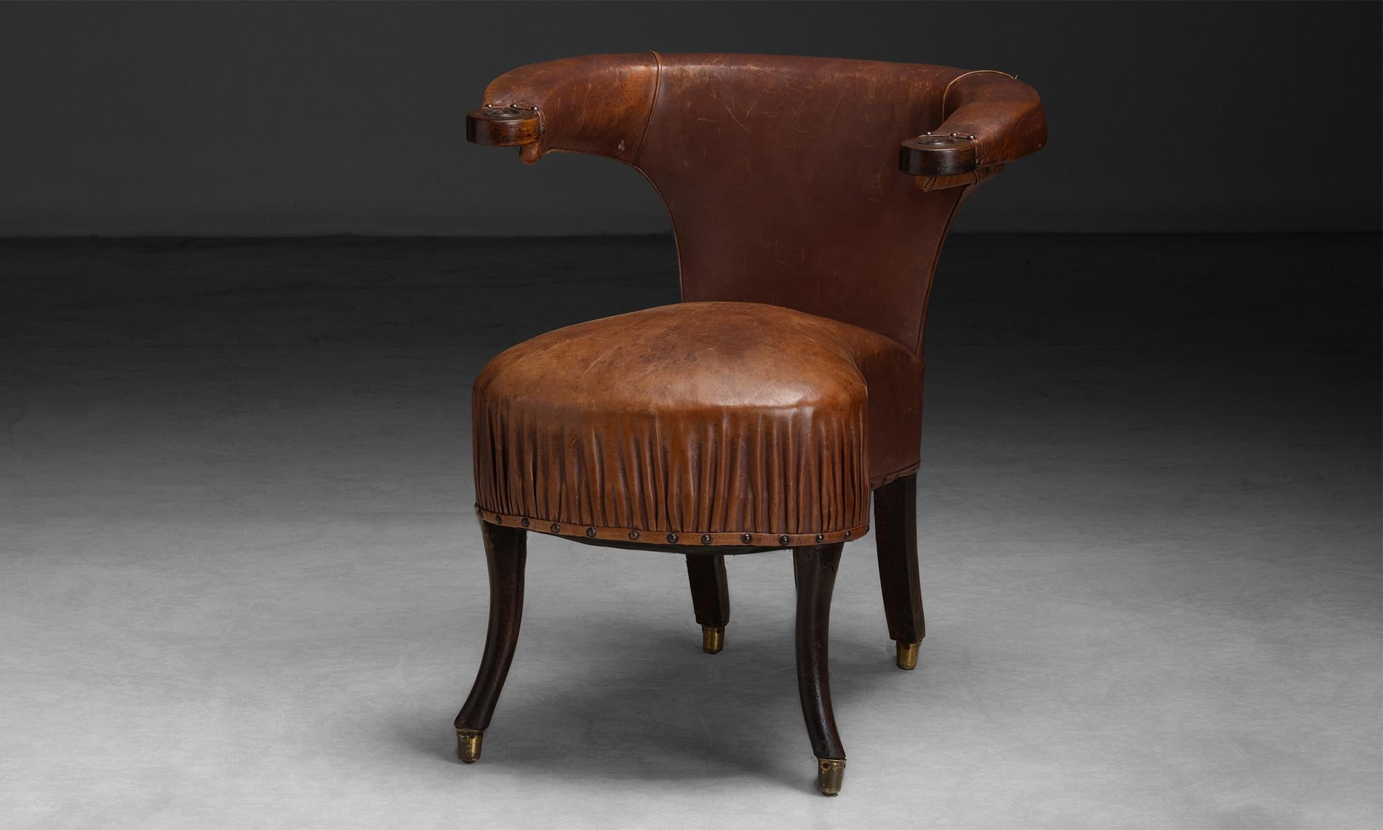 English Leather Chair, England circa 1830