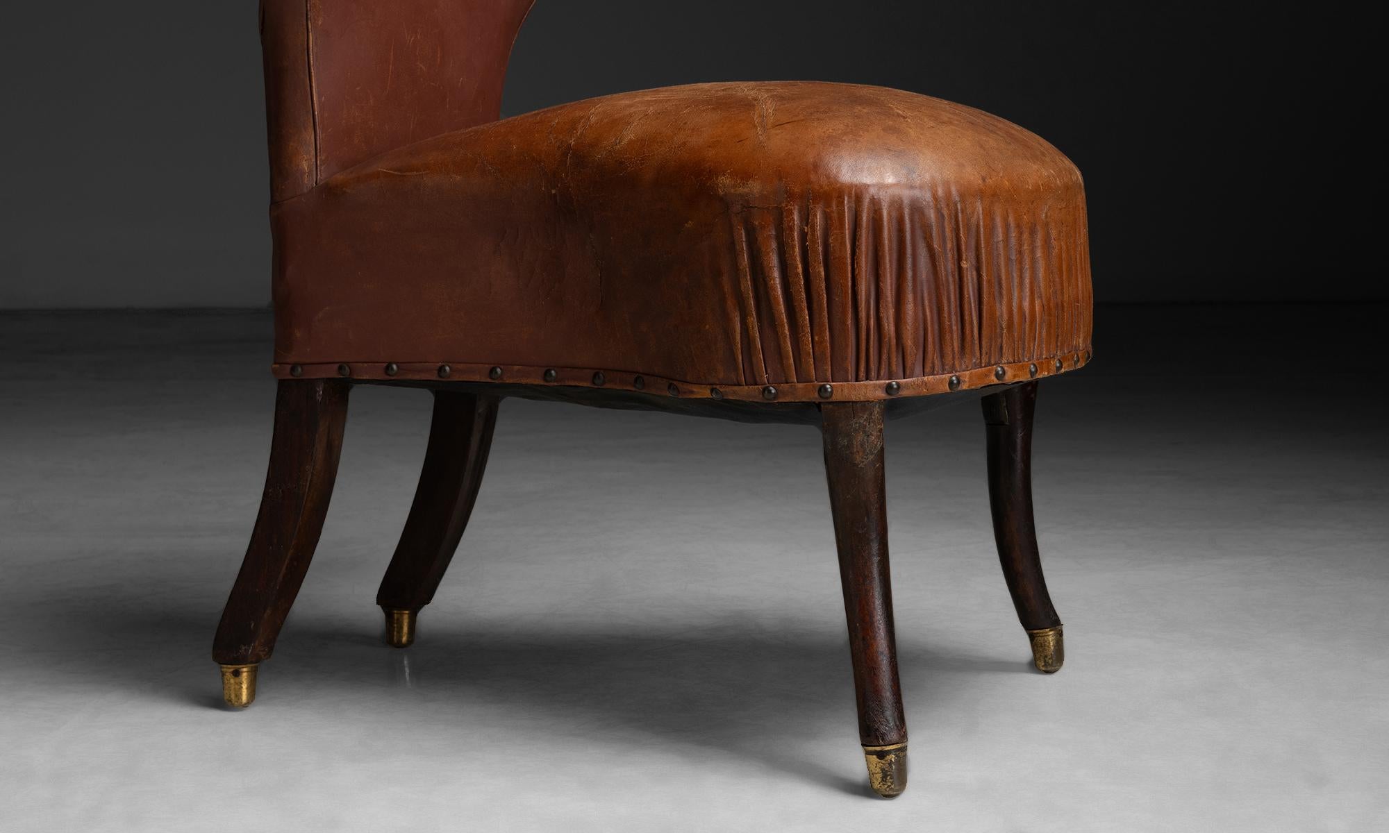 Leather Chair, England circa 1830 In Good Condition In Culver City, CA