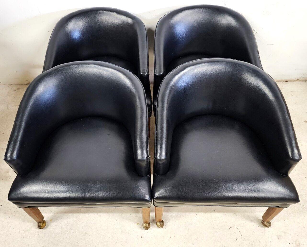 Leather Chairs Game Dining Rolling Vintage, Set of 4 In Good Condition In Lake Worth, FL