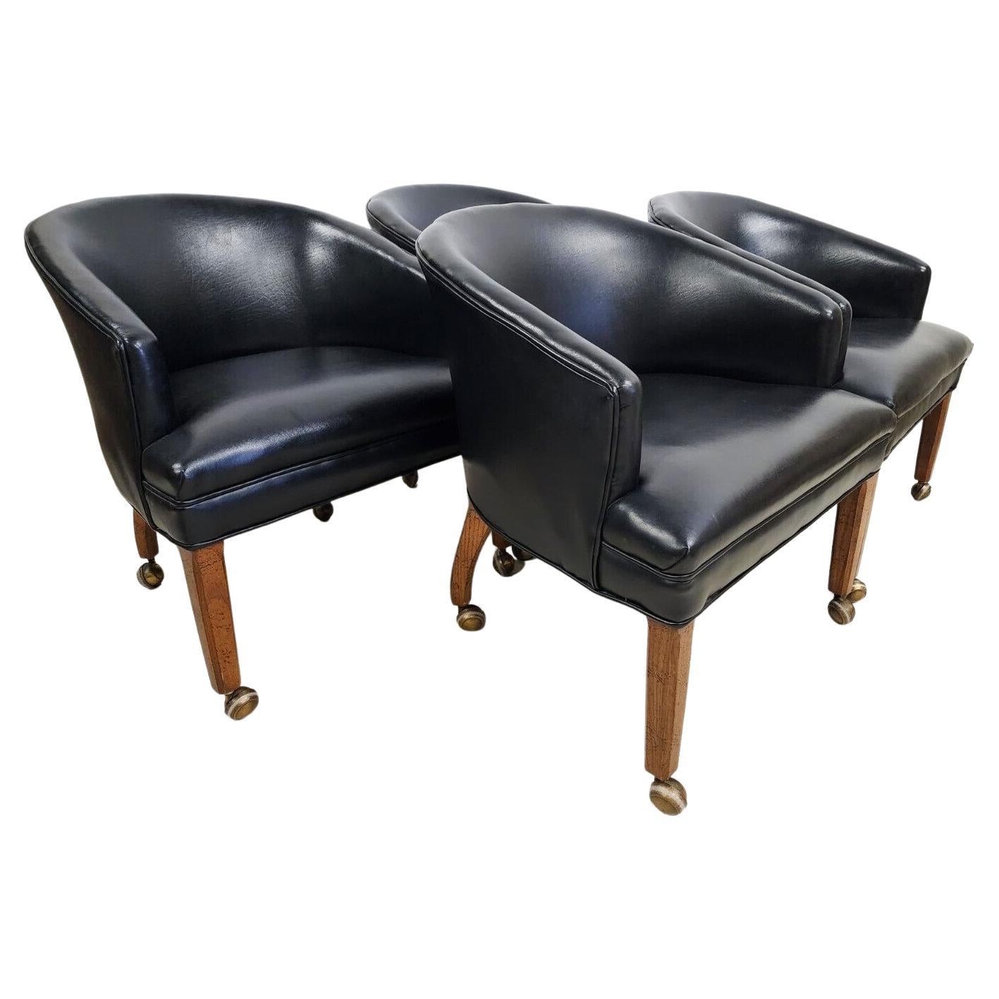 Leather Chairs Game Dining Rolling Vintage, Set of 4