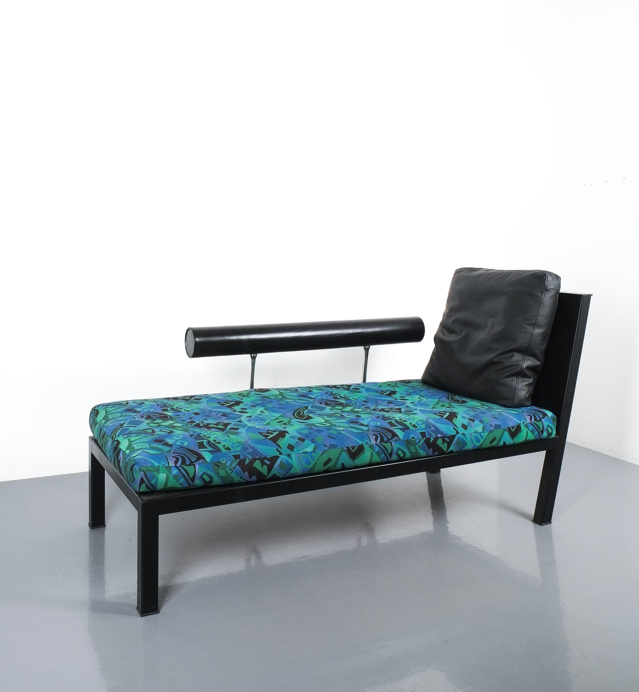 Leather Chaise Lounge Black Sofa Baisity by Antonio Citterio for B&B Italy, 1980 3