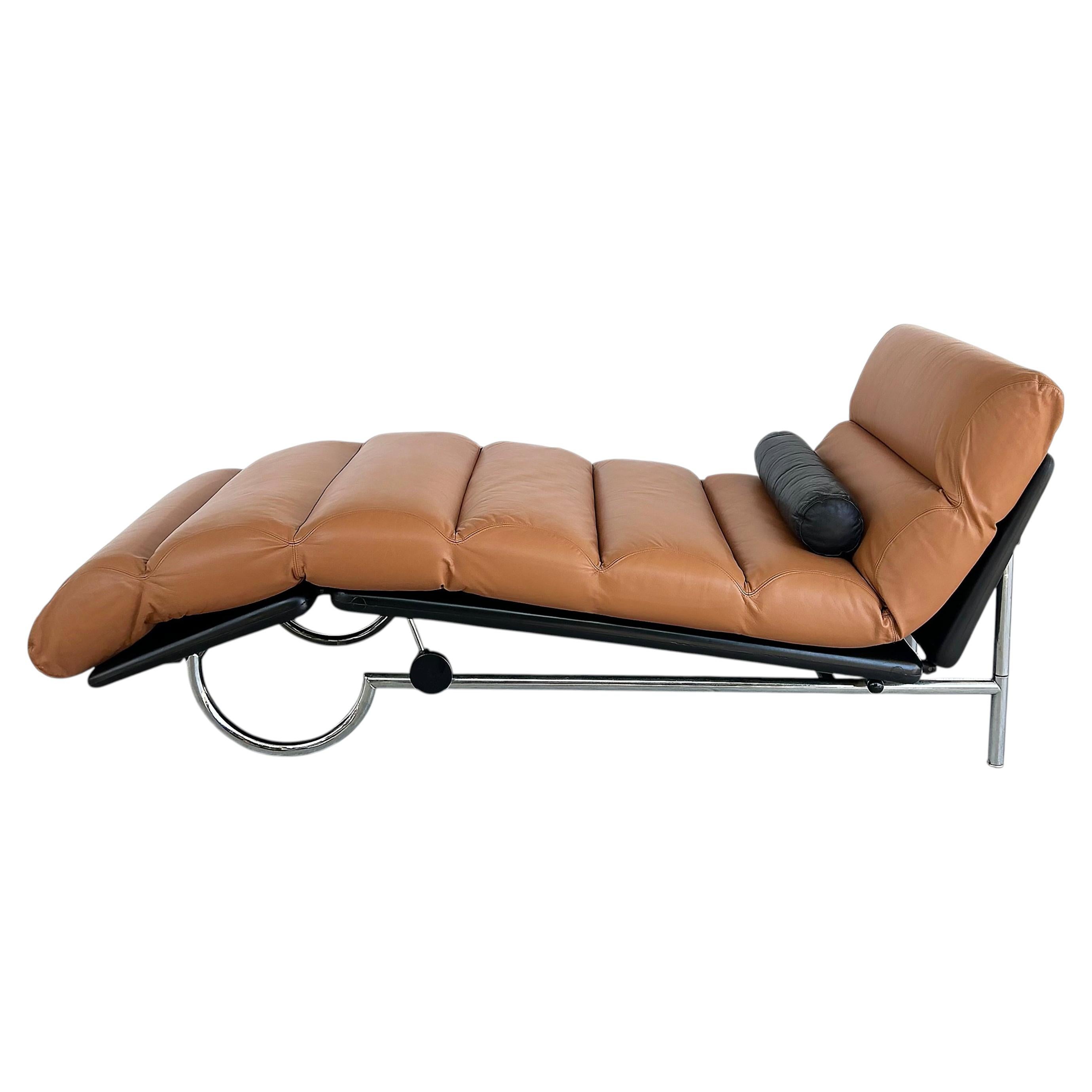 Chaise longue de cuero Roberto Tapinassi Dema Firenze. "Rataplan", década de 1980 en venta