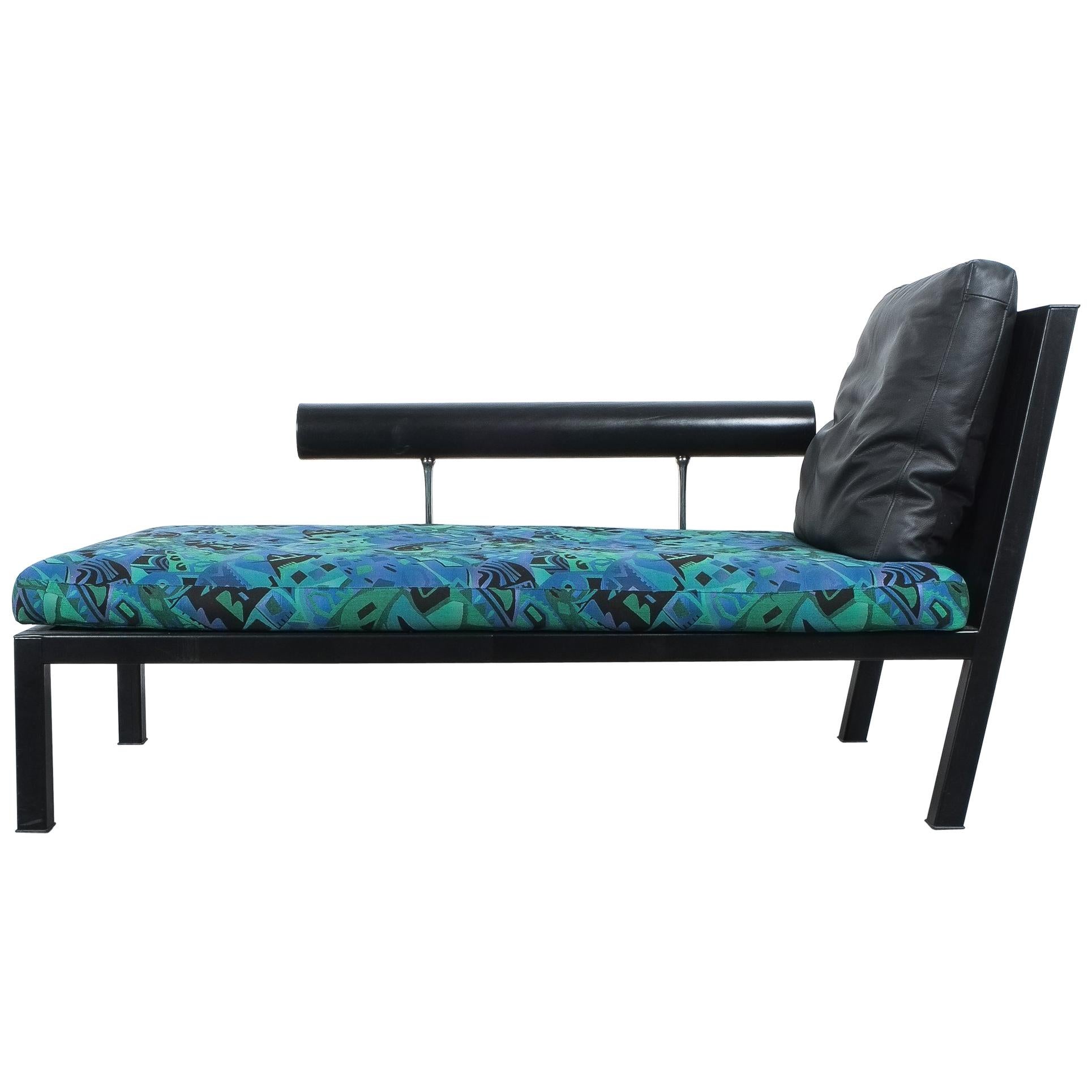 Leather Chaise Lounge Black Sofa Baisity by Antonio Citterio for B&B Italy, 1980