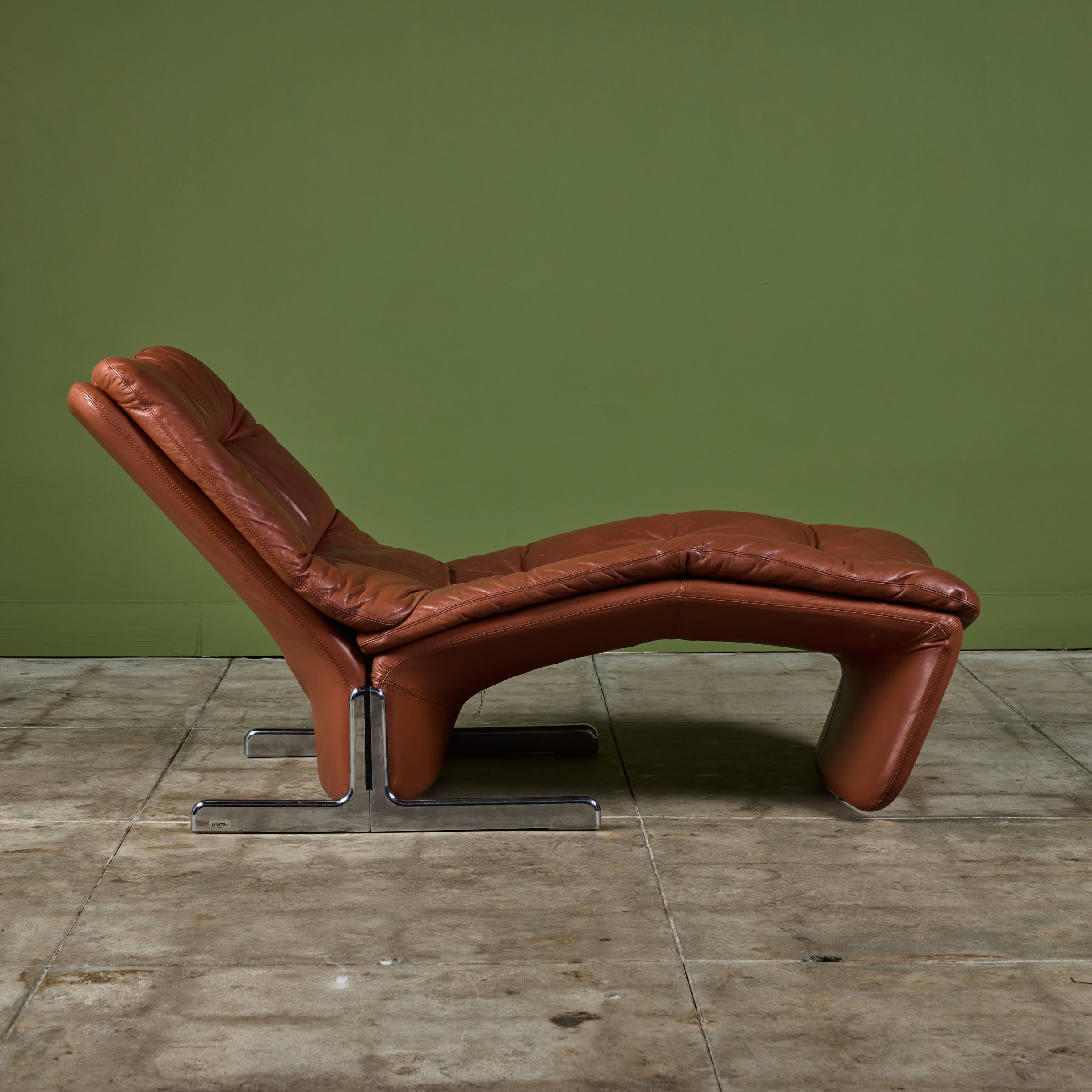 Mid-Century Modern Leather Chaise Lounge by Titina Ammannati and Giampiero Vitelli for Brunati