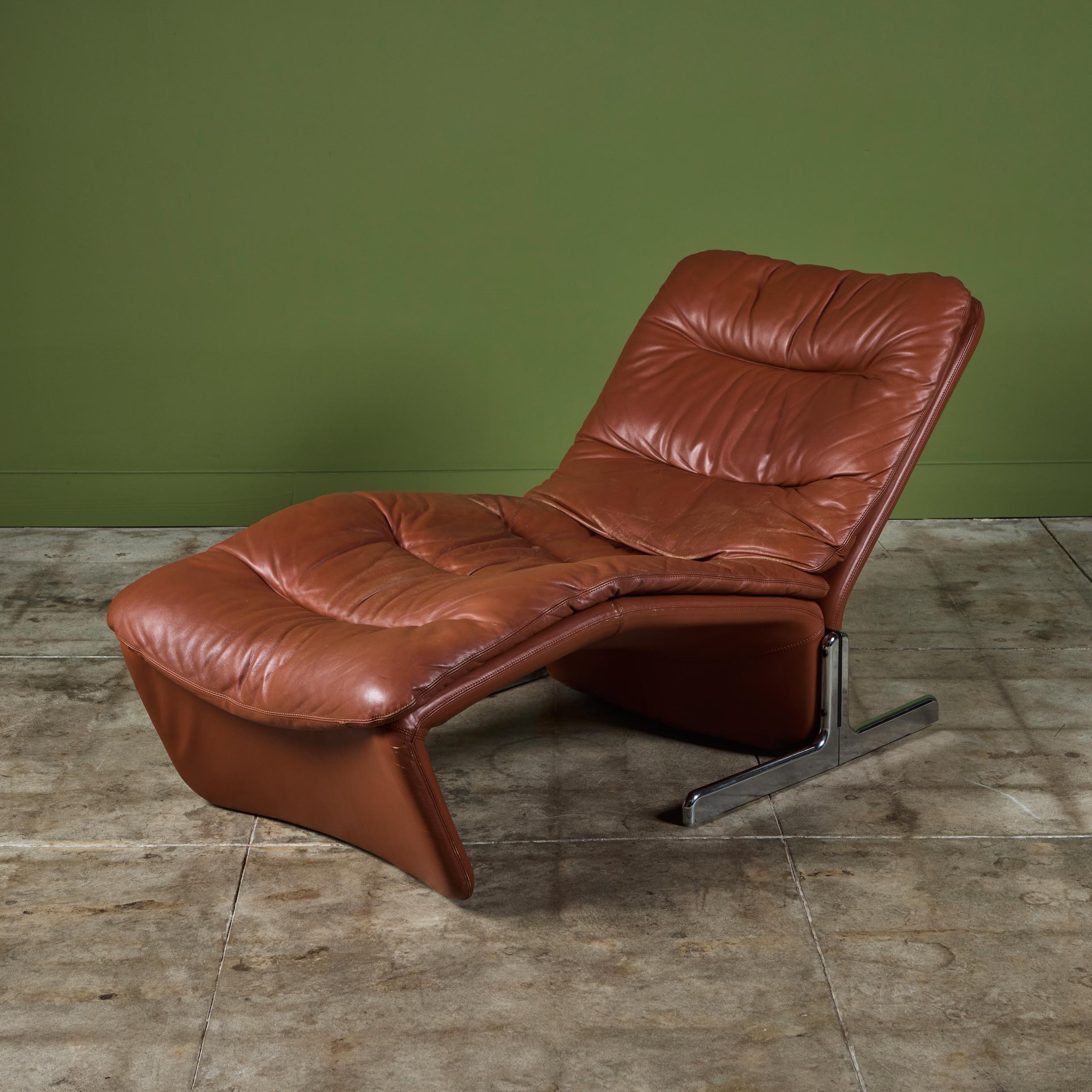 Italian Leather Chaise Lounge by Titina Ammannati and Giampiero Vitelli for Brunati