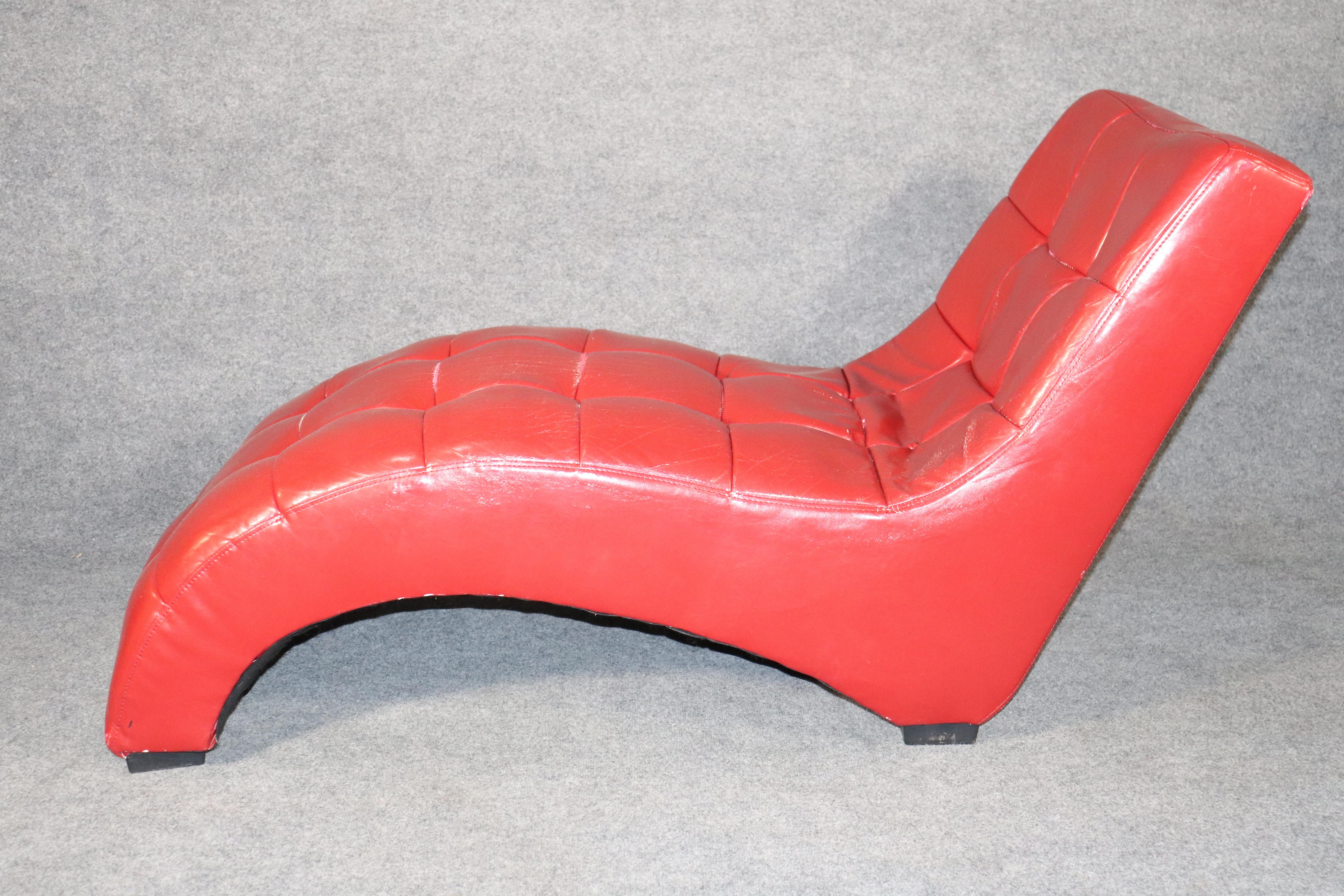 Mid-Century Modern Chaise longue en cuir en vente