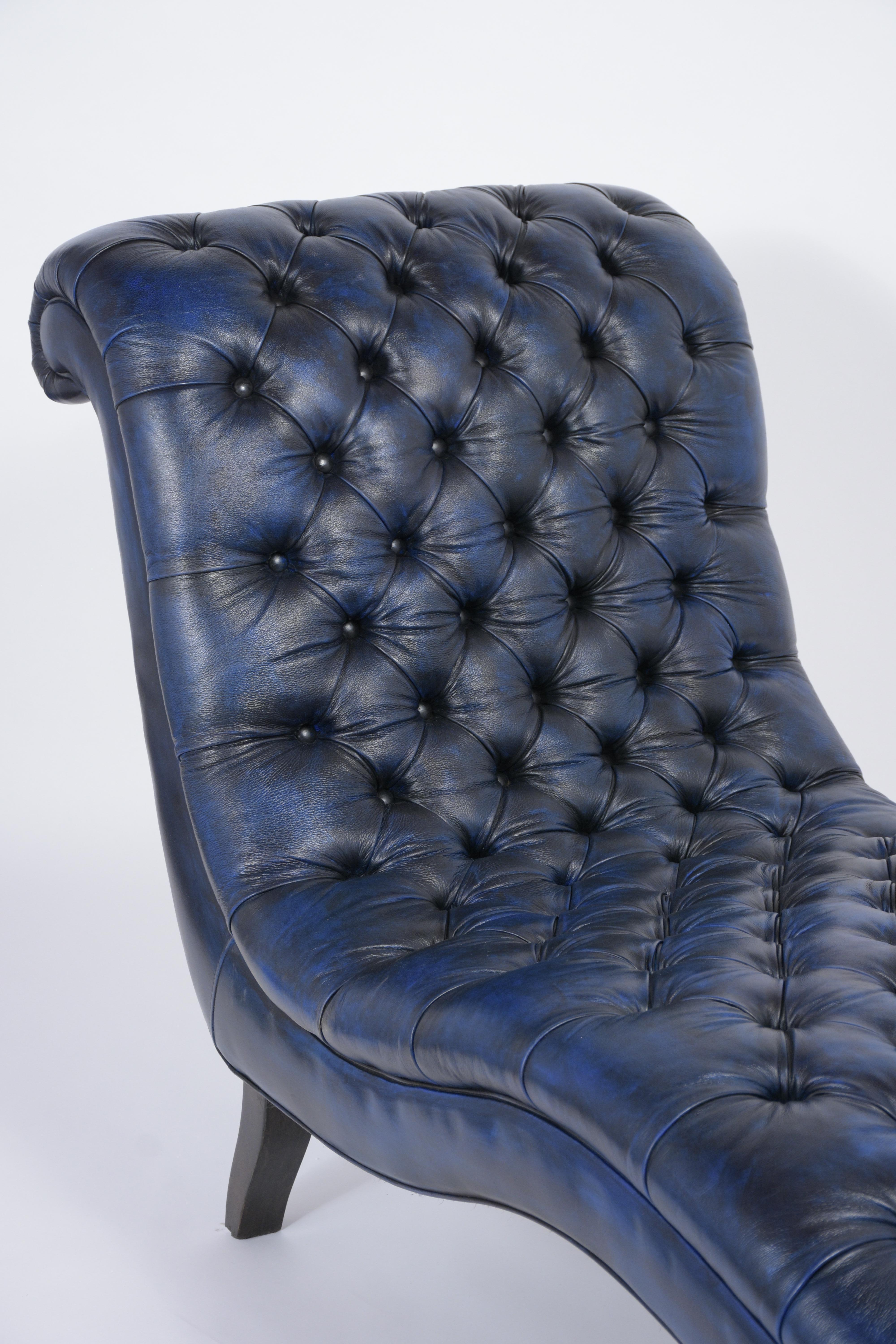 leather tufted chaise lounge