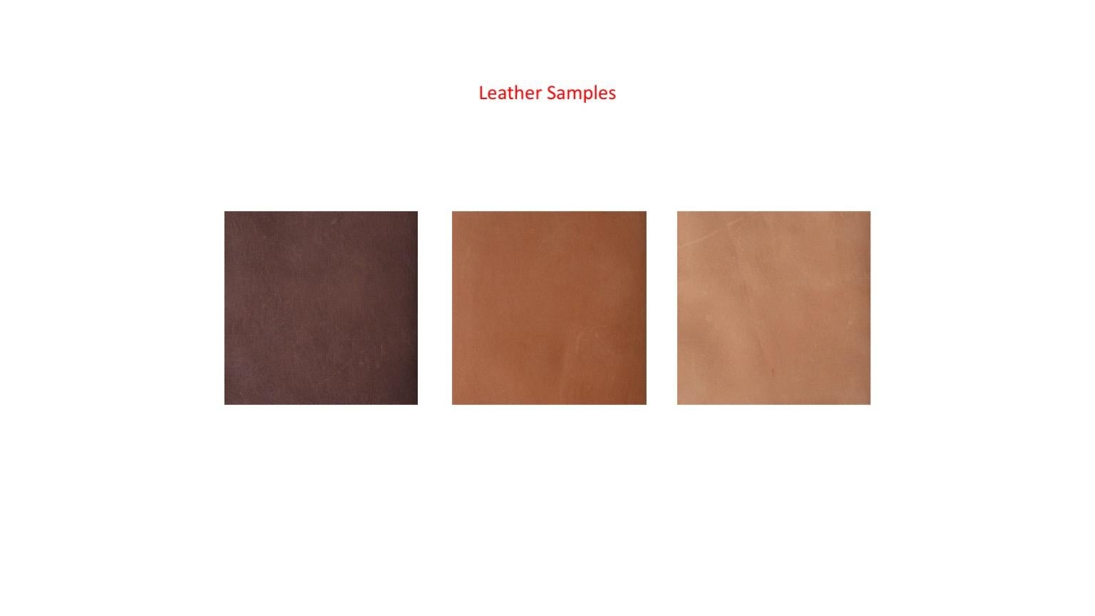 Leather Samples
1x Chataigne Leather Samples 
1x Truffe Leather Samples 
1x Marron Glace Leather Samples 

Brass Samples
1x Golden Sand Brass
1x Brushed Brown Brass

Price is for express air freight from Thailand

