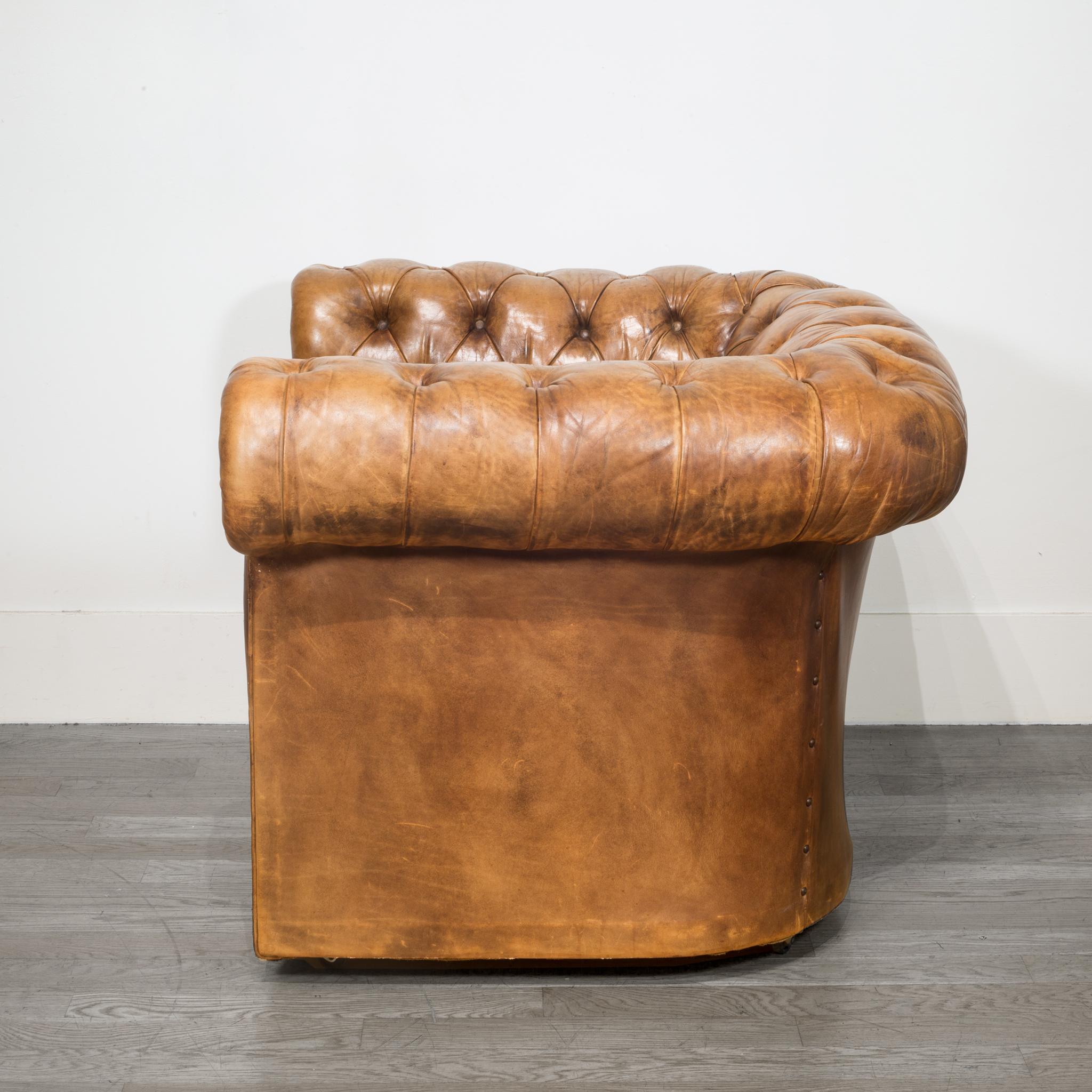 Leather Chesterfield Club Chair, circa 1950-1970 In Good Condition In San Francisco, CA