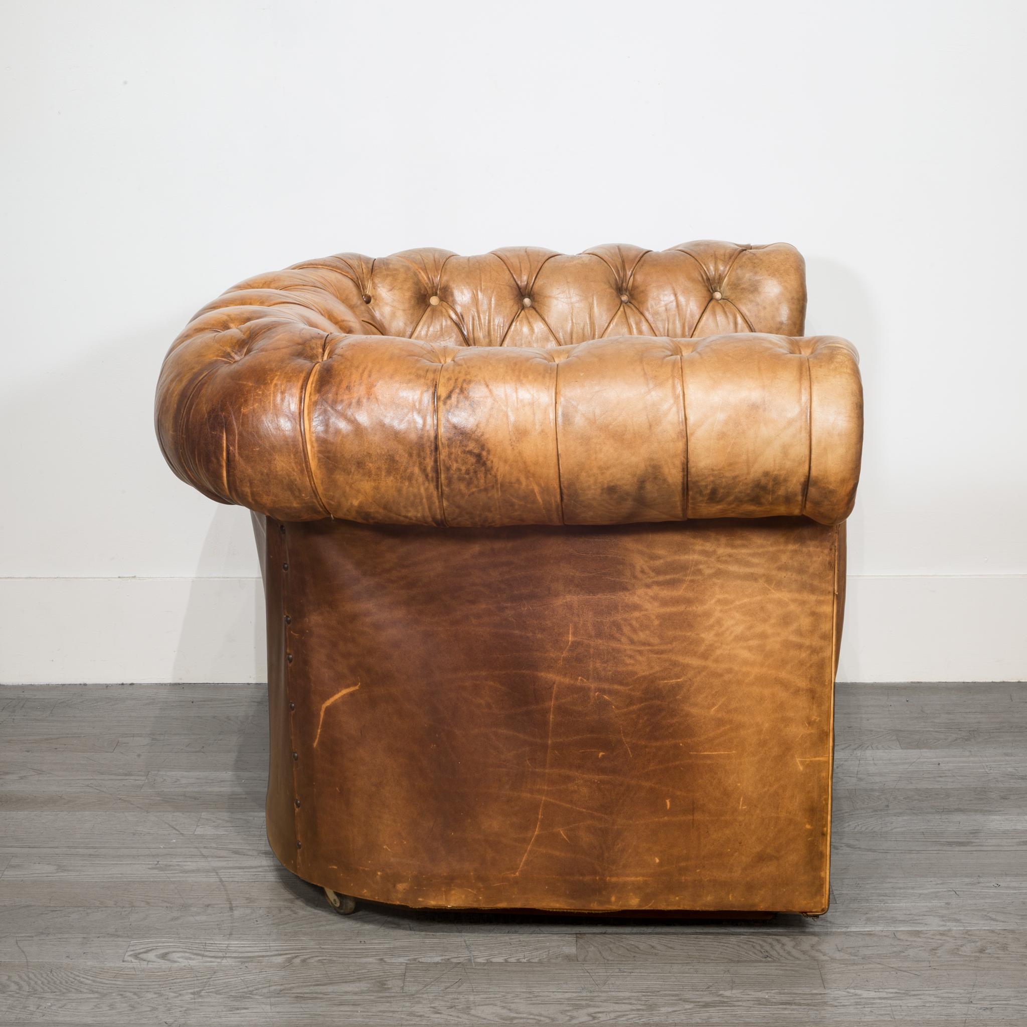 Metal Leather Chesterfield Club Chair, circa 1950-1970