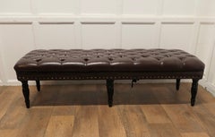 Leather Chesterfield Long Hearth Stool or Window Seat