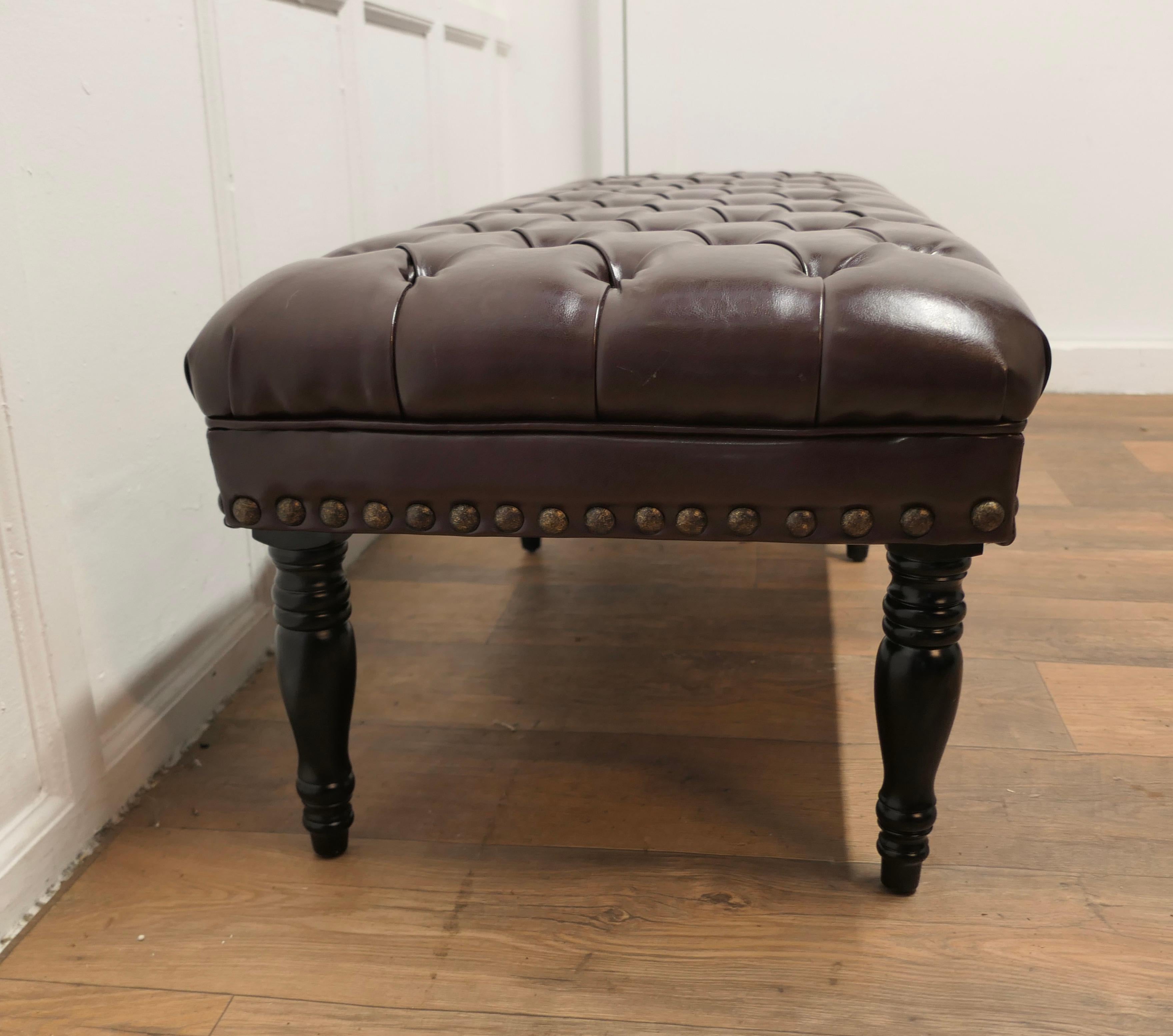 Leather Chesterfield Long Hearth Stool or Window Seat    1