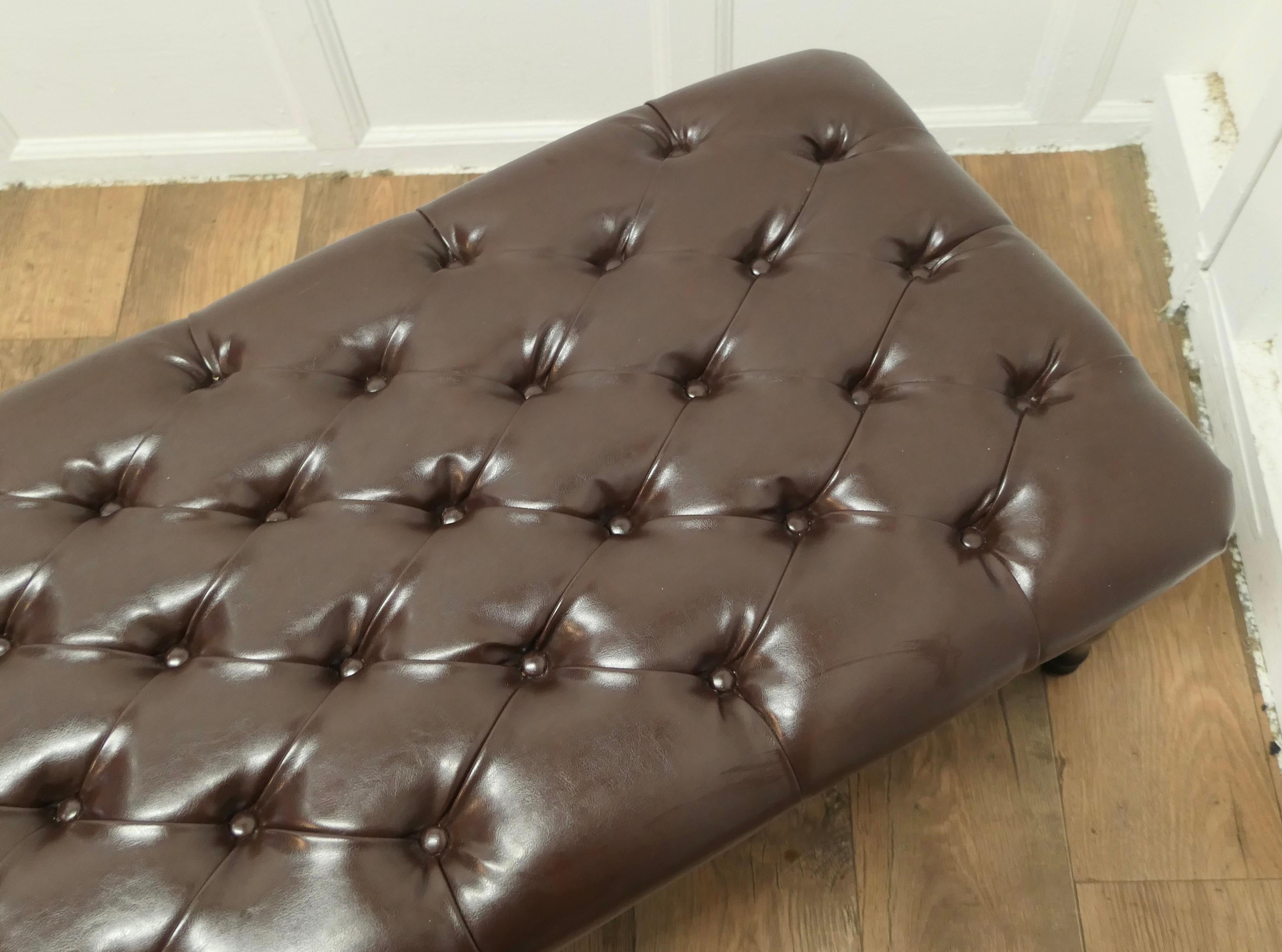 Leather Chesterfield Long Hearth Stool or Window Seat    4