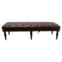 Leather Chesterfield Long Hearth Stool or Window Seat   