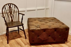 Leather Chesterfield Ottoman Bench Seat, Hearth or Window Footstool
