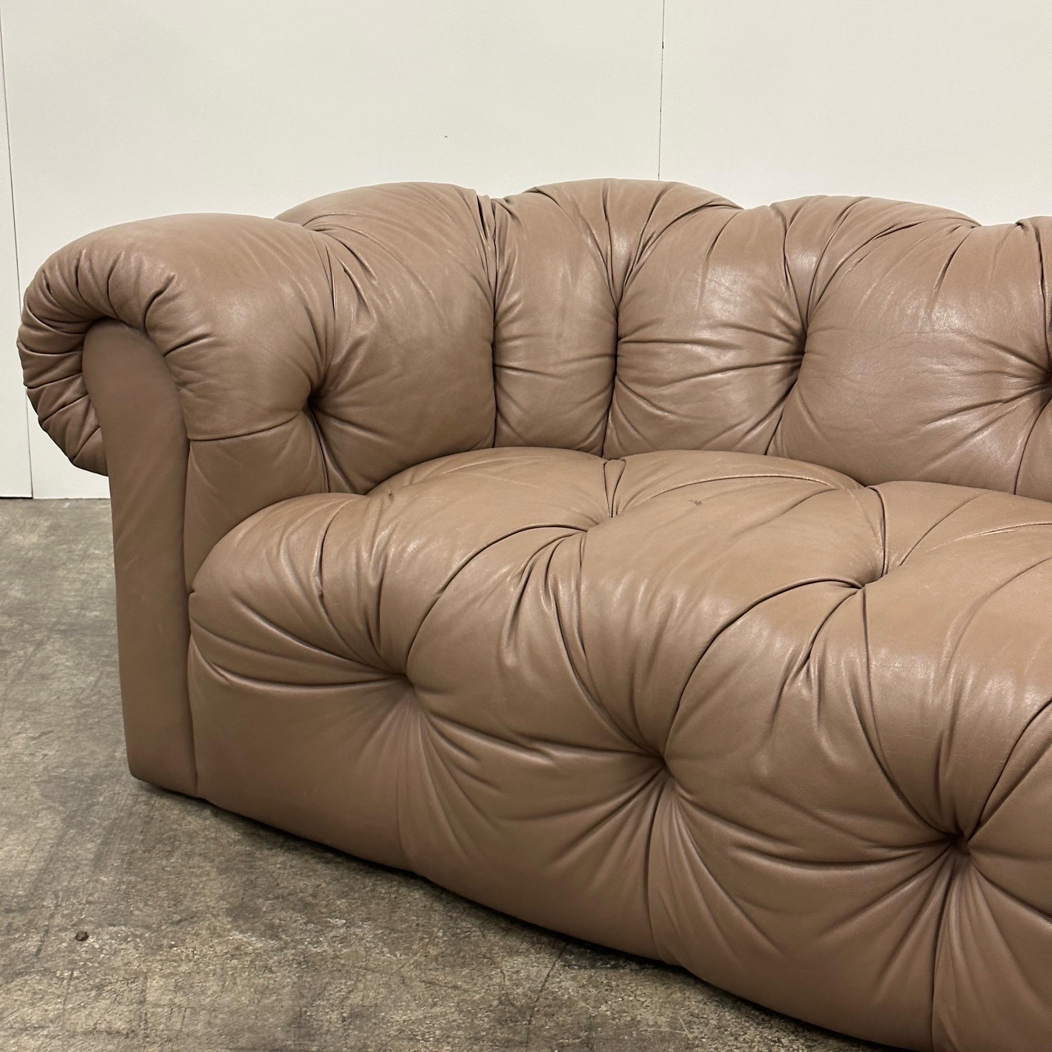 Mid-Century Modern Leather Chesterfield Sofa by Drexel For Sale