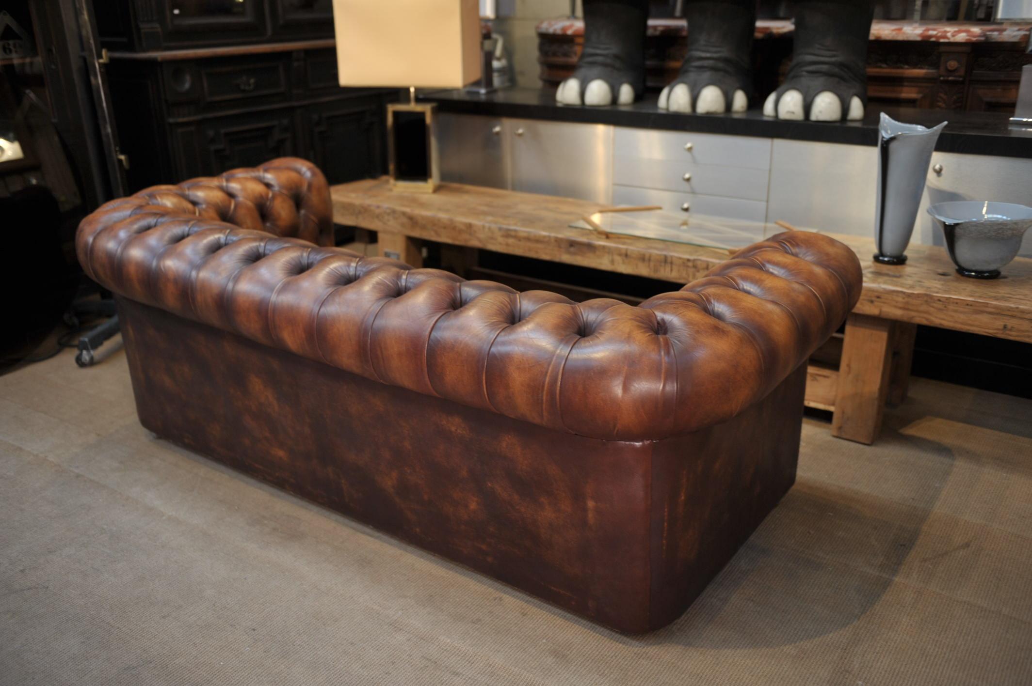 English Leather Chesterfield Sofa circa 1970 from 