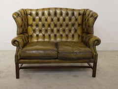 Leather Chesterfield Sofa Double Seater Settee Deep Button