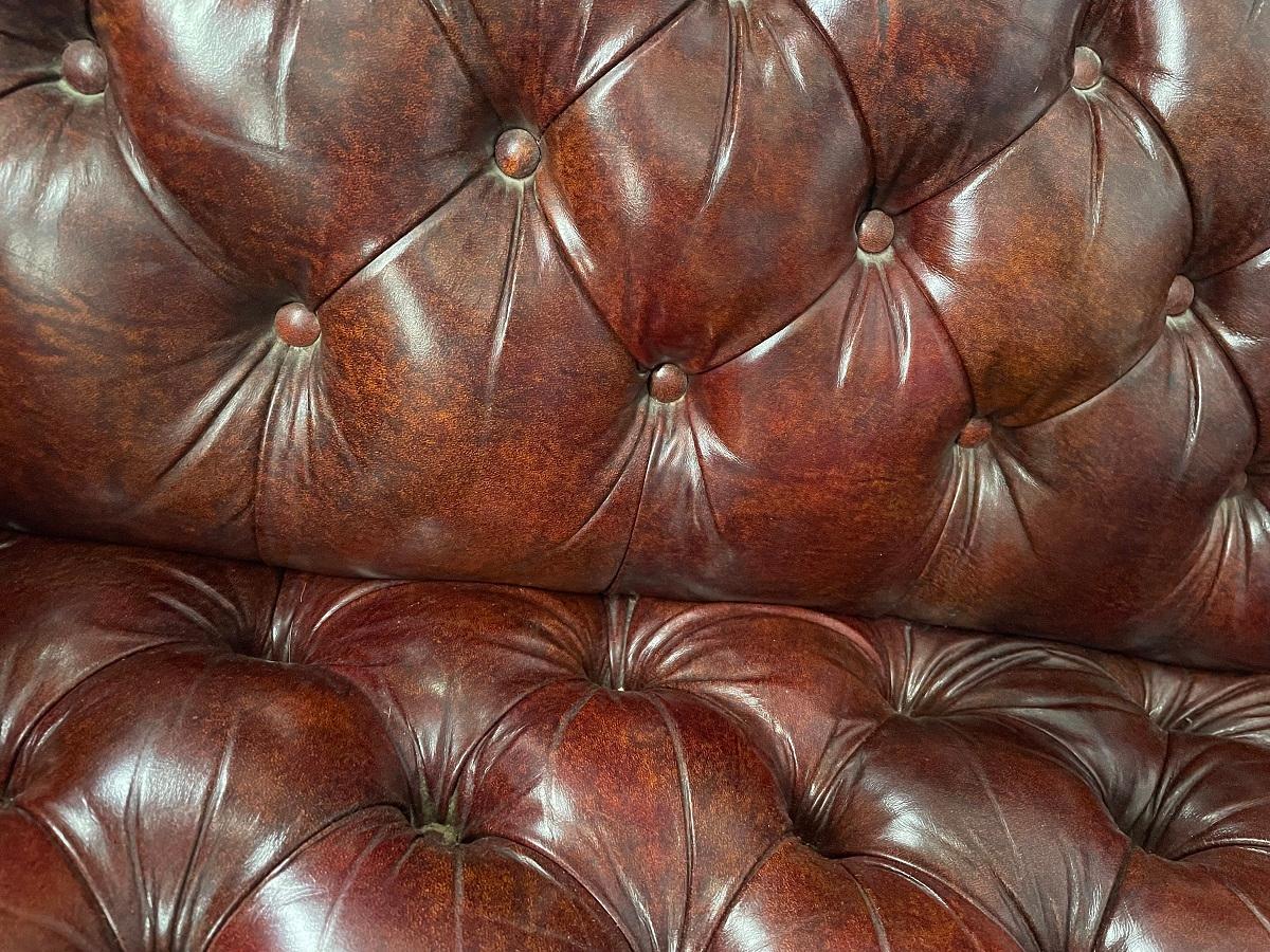 Leather Chesterfield Style Loveseat 4