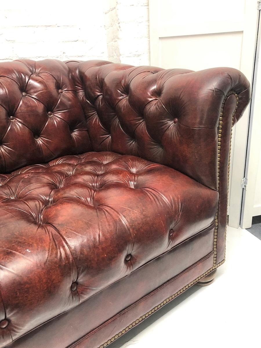 Late 20th Century Leather Chesterfield Style Loveseat