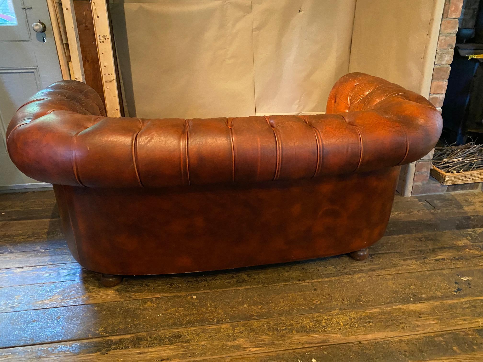 Leather Chesterfield Style Sofa For Sale 4