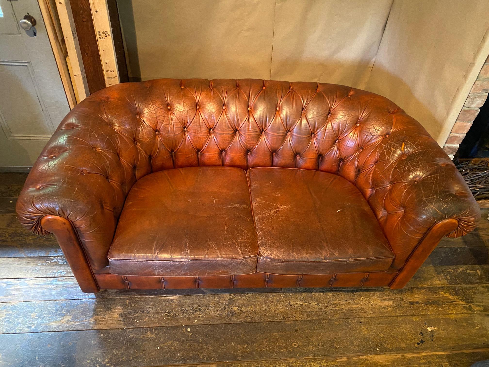 Leather Chesterfield Style sofa