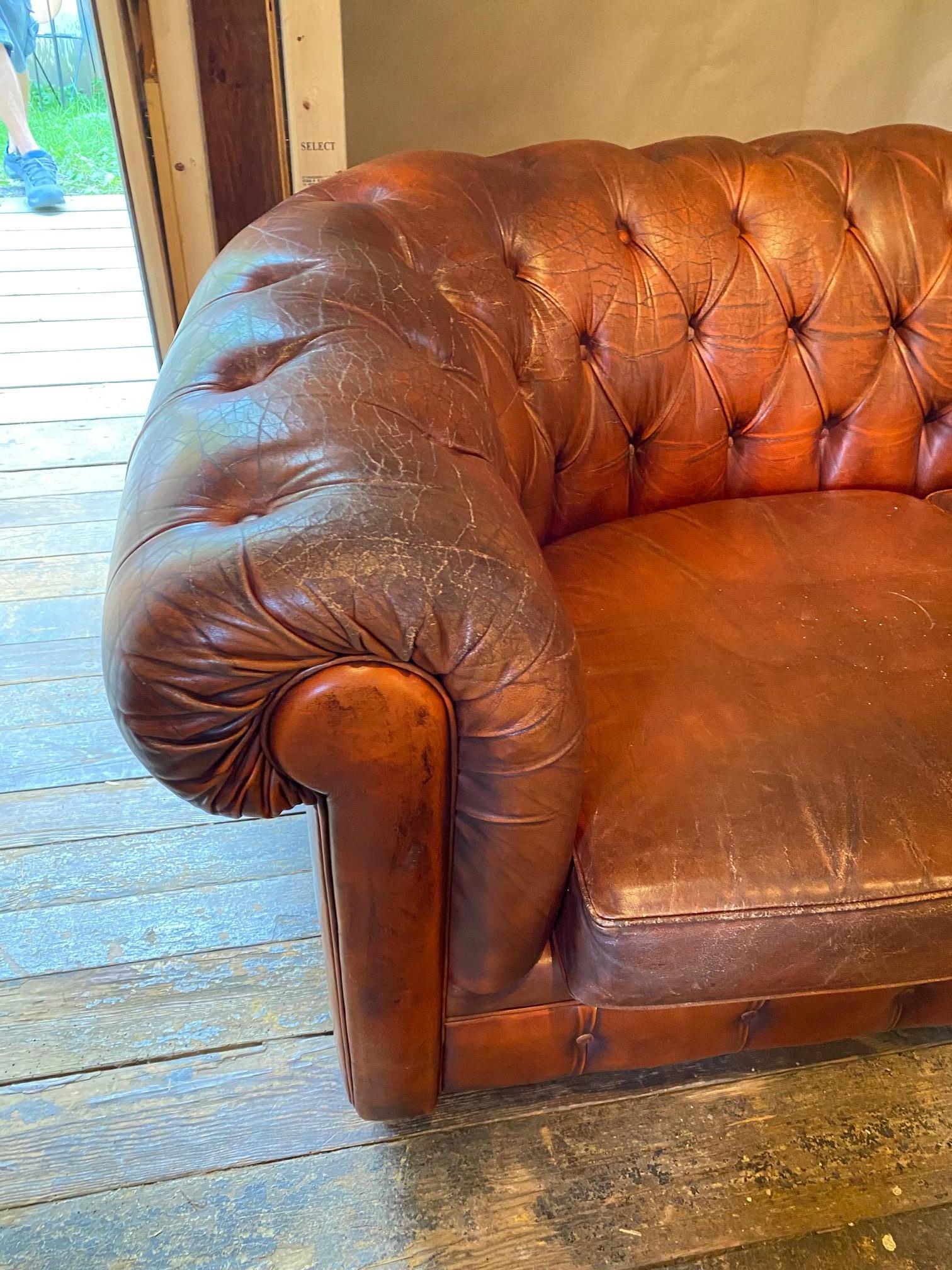 Late 20th Century Leather Chesterfield Style Sofa For Sale