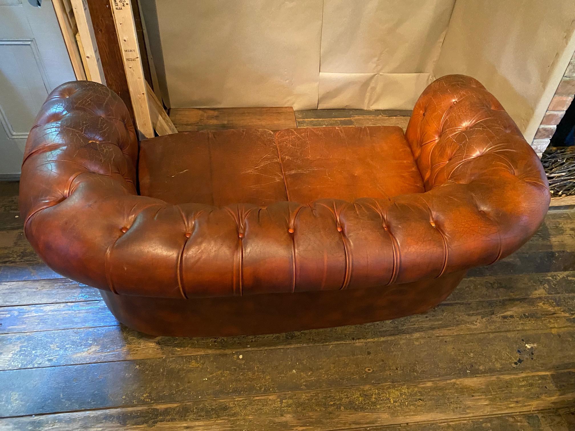 Leather Chesterfield Style Sofa For Sale 3