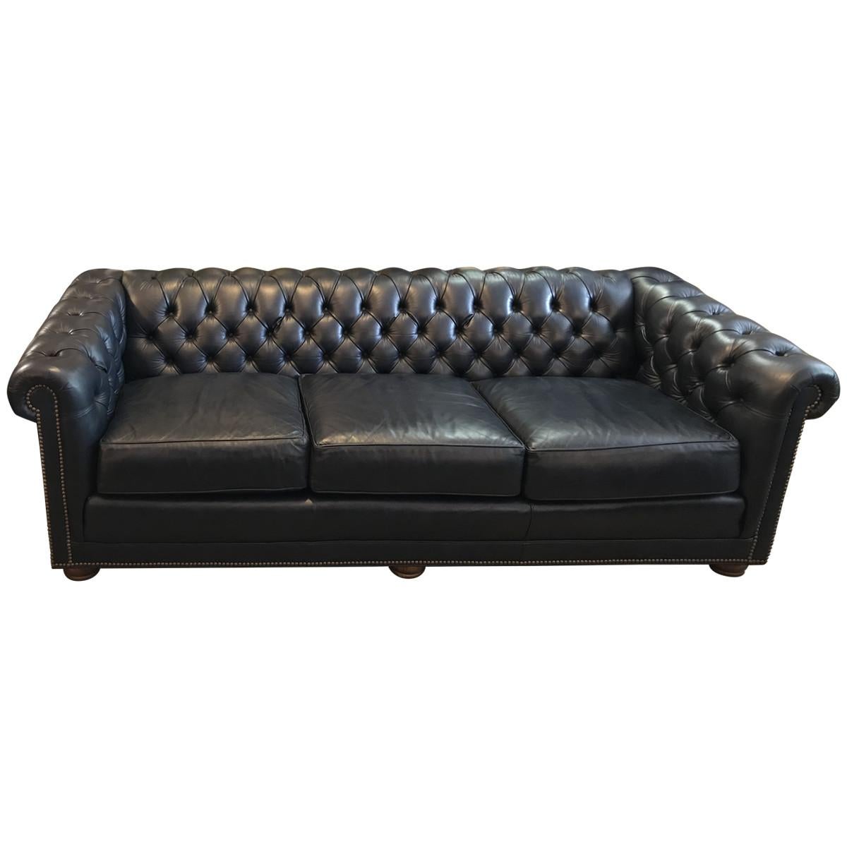 Leather Chesterfield Three-Seat Sofa