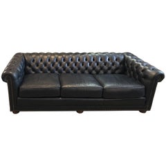 Antique Leather Chesterfield Three-Seat Sofa