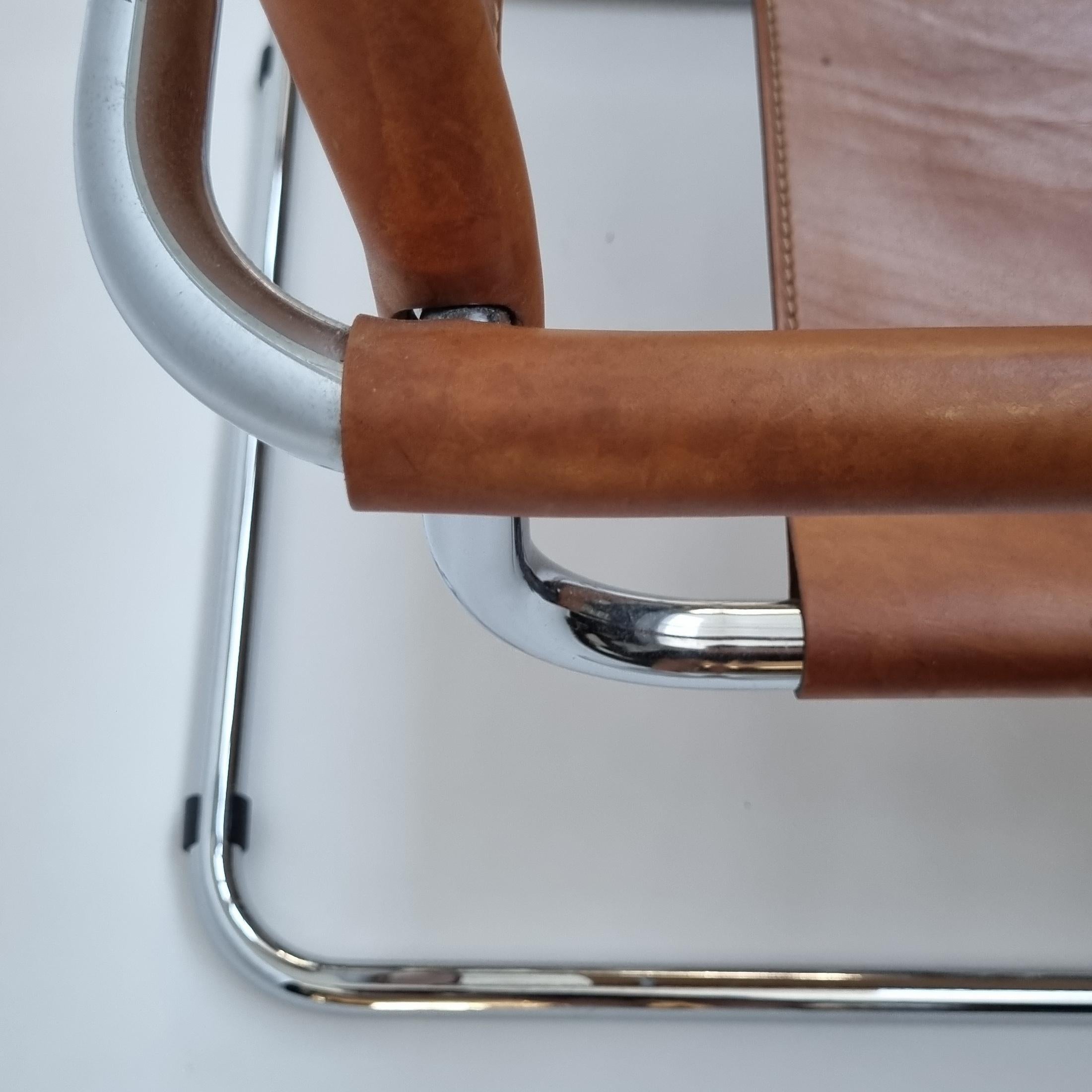 Leather & Chrome Cantilever Easy Lounge Chairs, 1970s In Good Condition In Hilversum, NL
