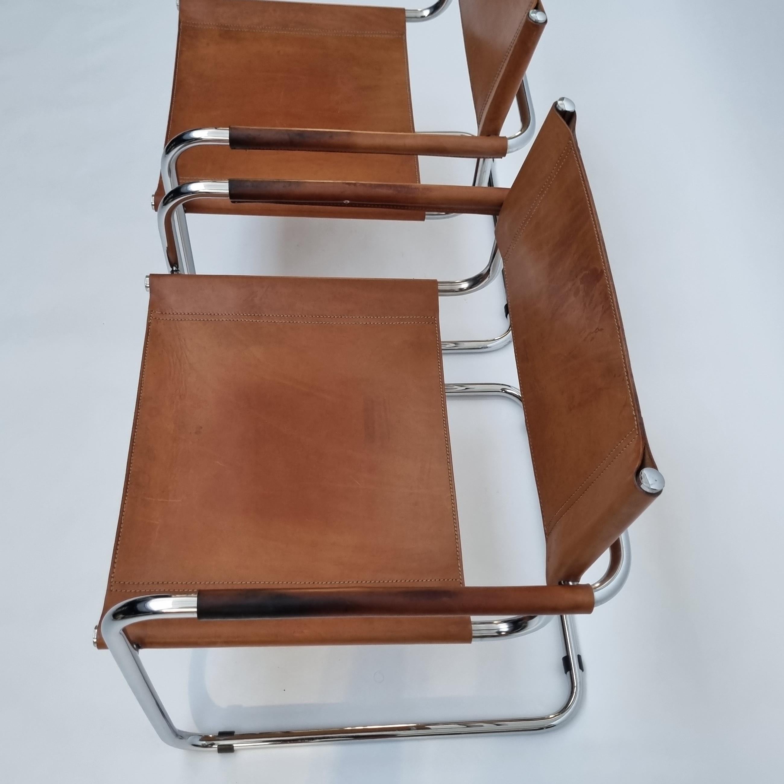 Late 20th Century Leather & Chrome Cantilever Easy Lounge Chairs, 1970s