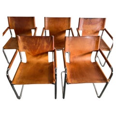 Cuero, cromado en voladizo Mart Stam para Linea Veam. Italia, años 70