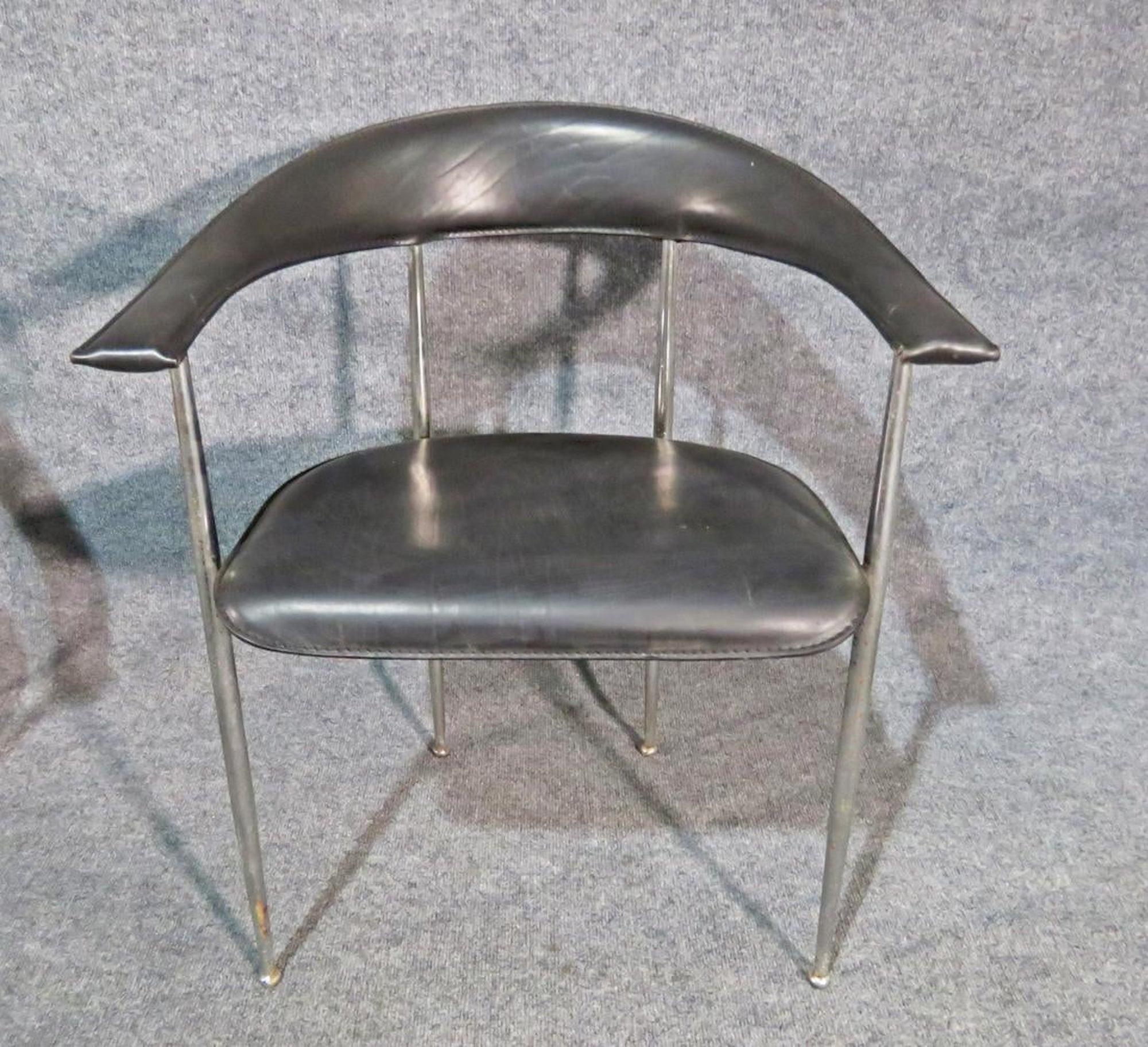 Set of five armchairs with chrome frames and leather.
(Please confirm item location - NY or NJ - with dealer).
  