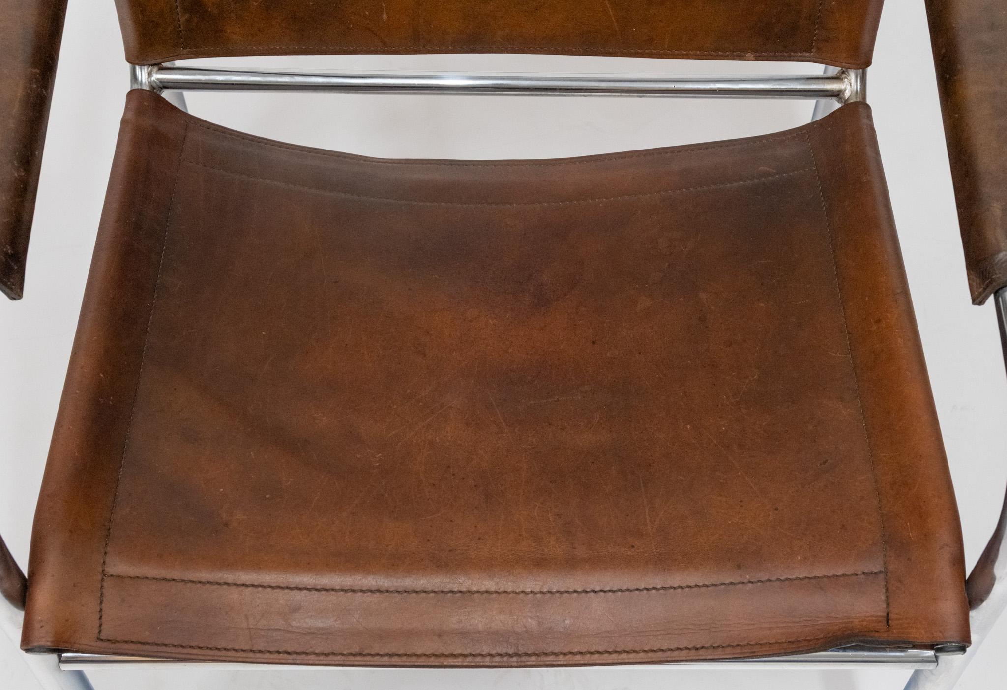 Sillón Easy de cuero y cromo Attr Tord Björklund Para Ikea Años 80 en venta 5