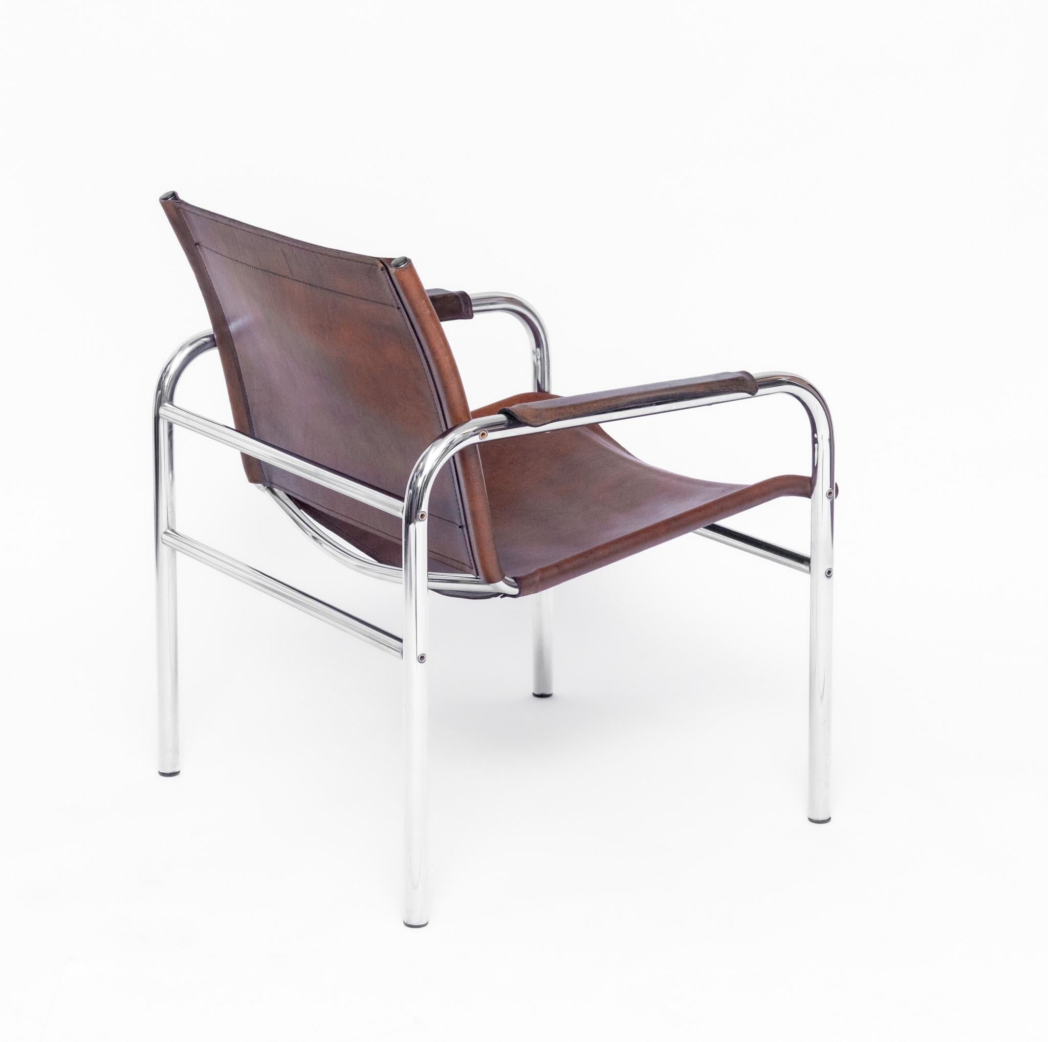 Sillón Easy de cuero y cromo Attr Tord Björklund Para Ikea Años 80 Sueco en venta