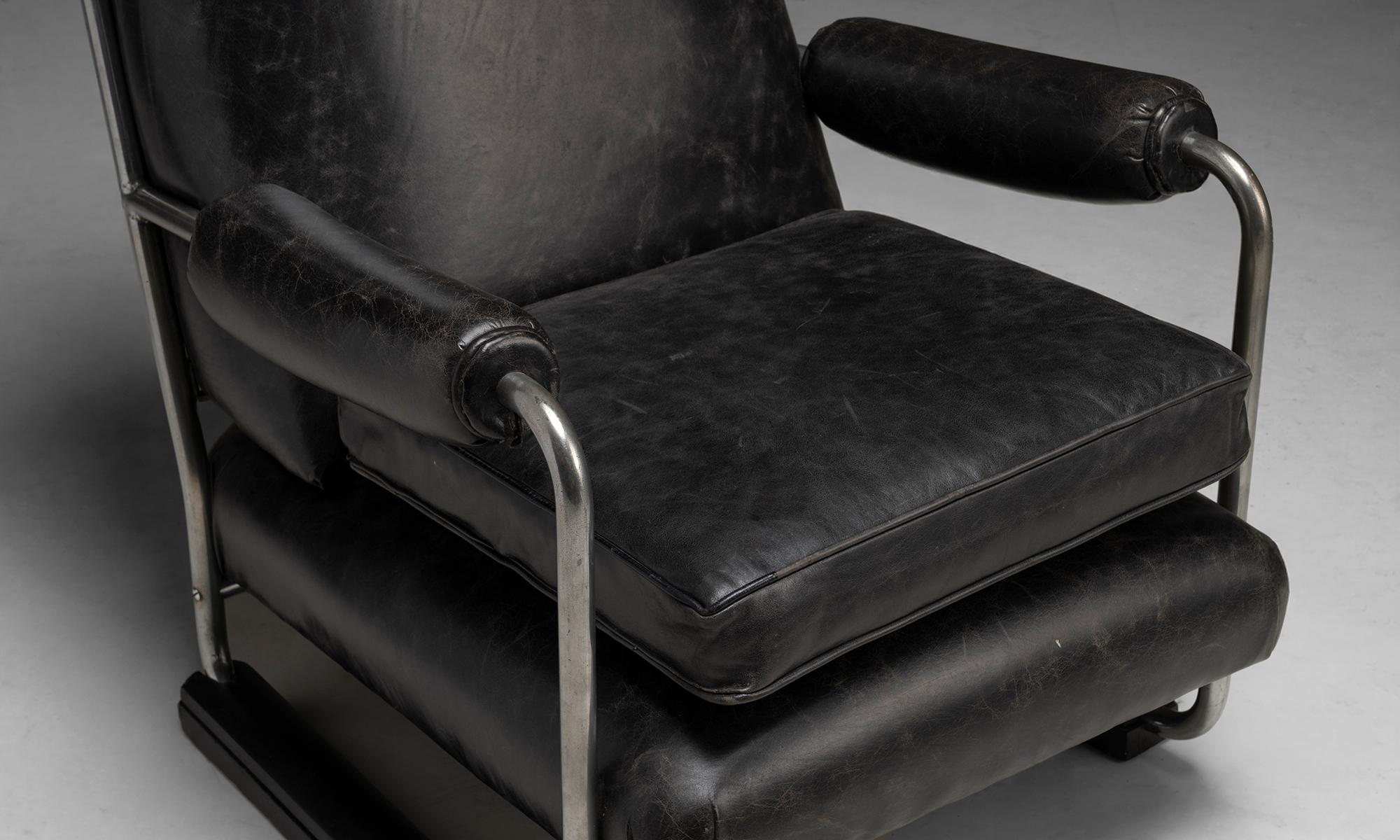 Américain Salon en cuir et en chrome, Amérique circa 1940 en vente