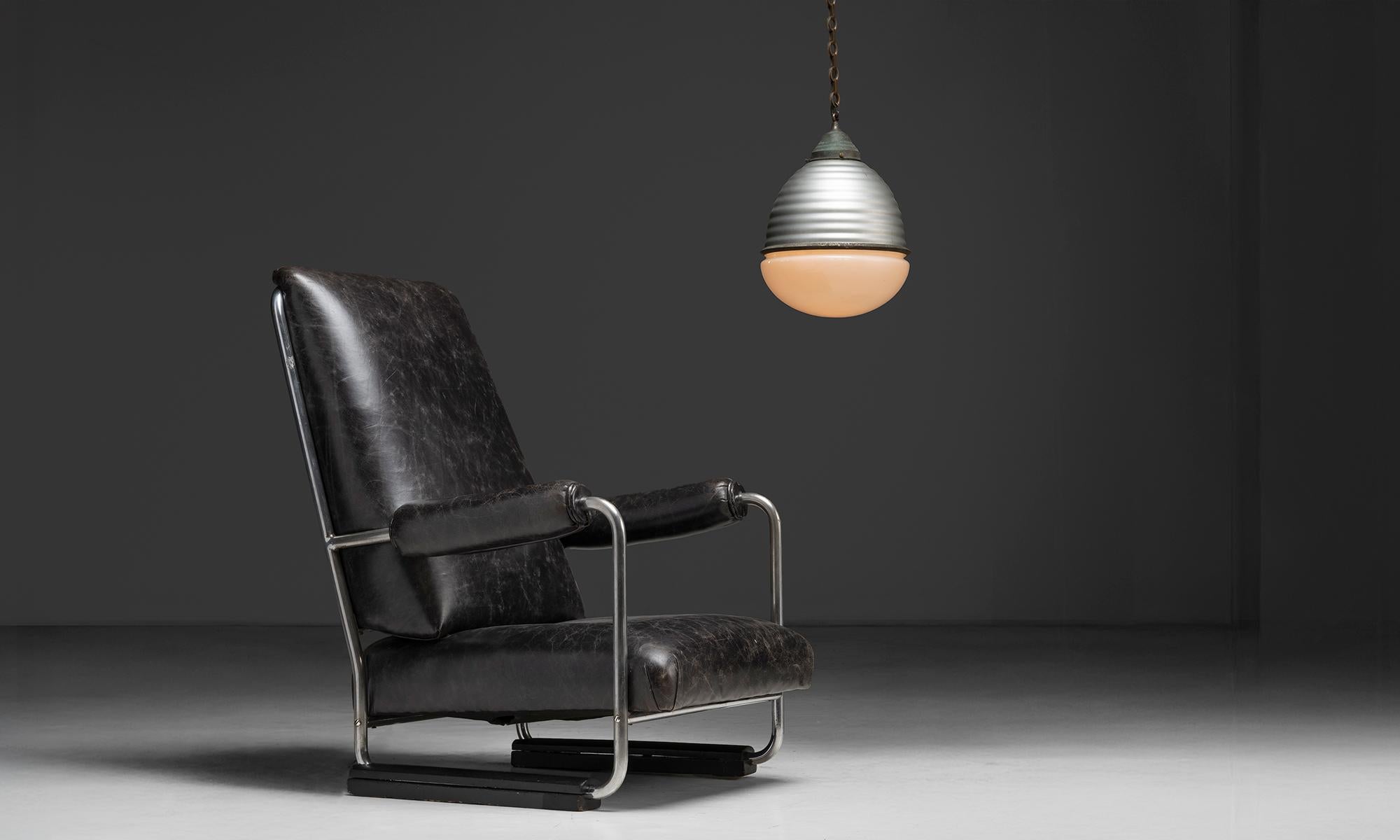 Cuir Salon en cuir et en chrome, Amérique circa 1940 en vente