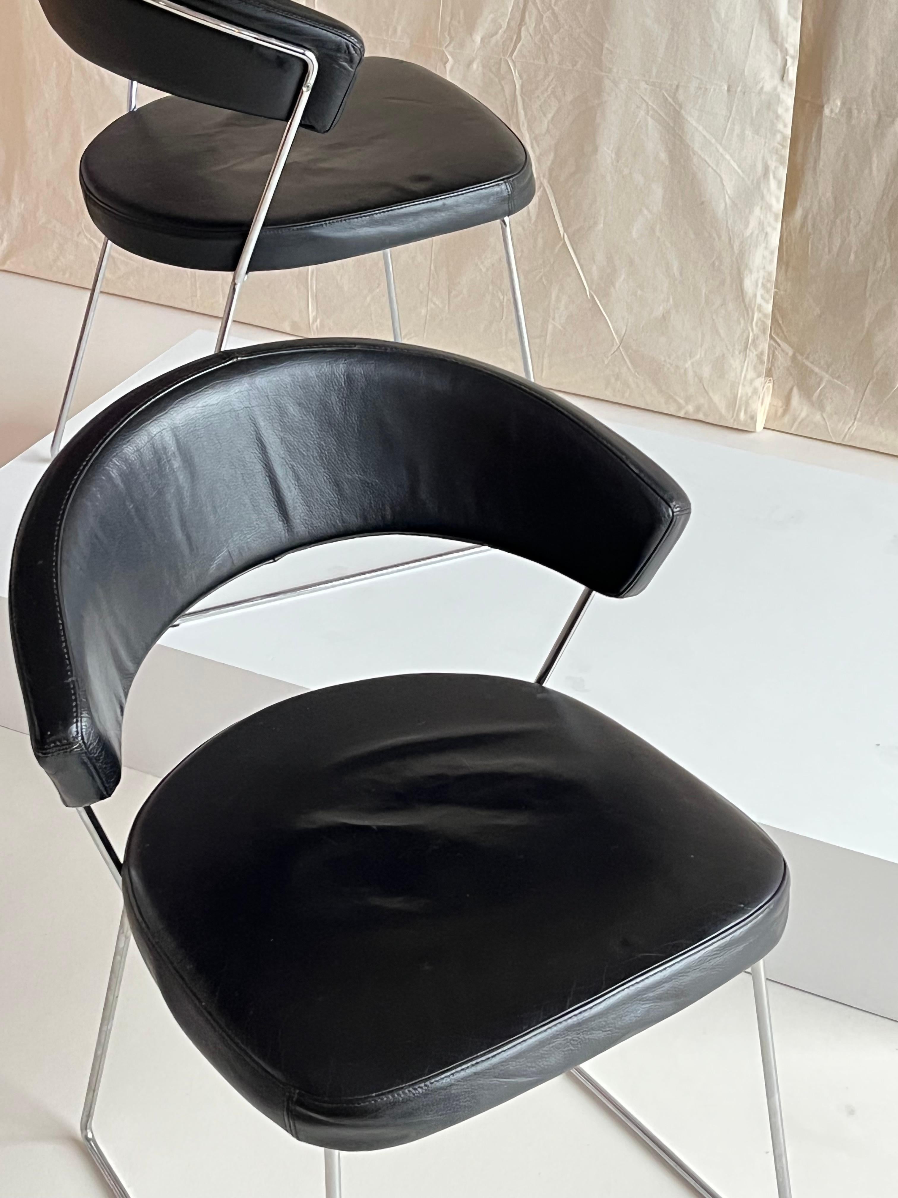 Leather chrome New York chairs by Lupo Design for Calligaris 1
