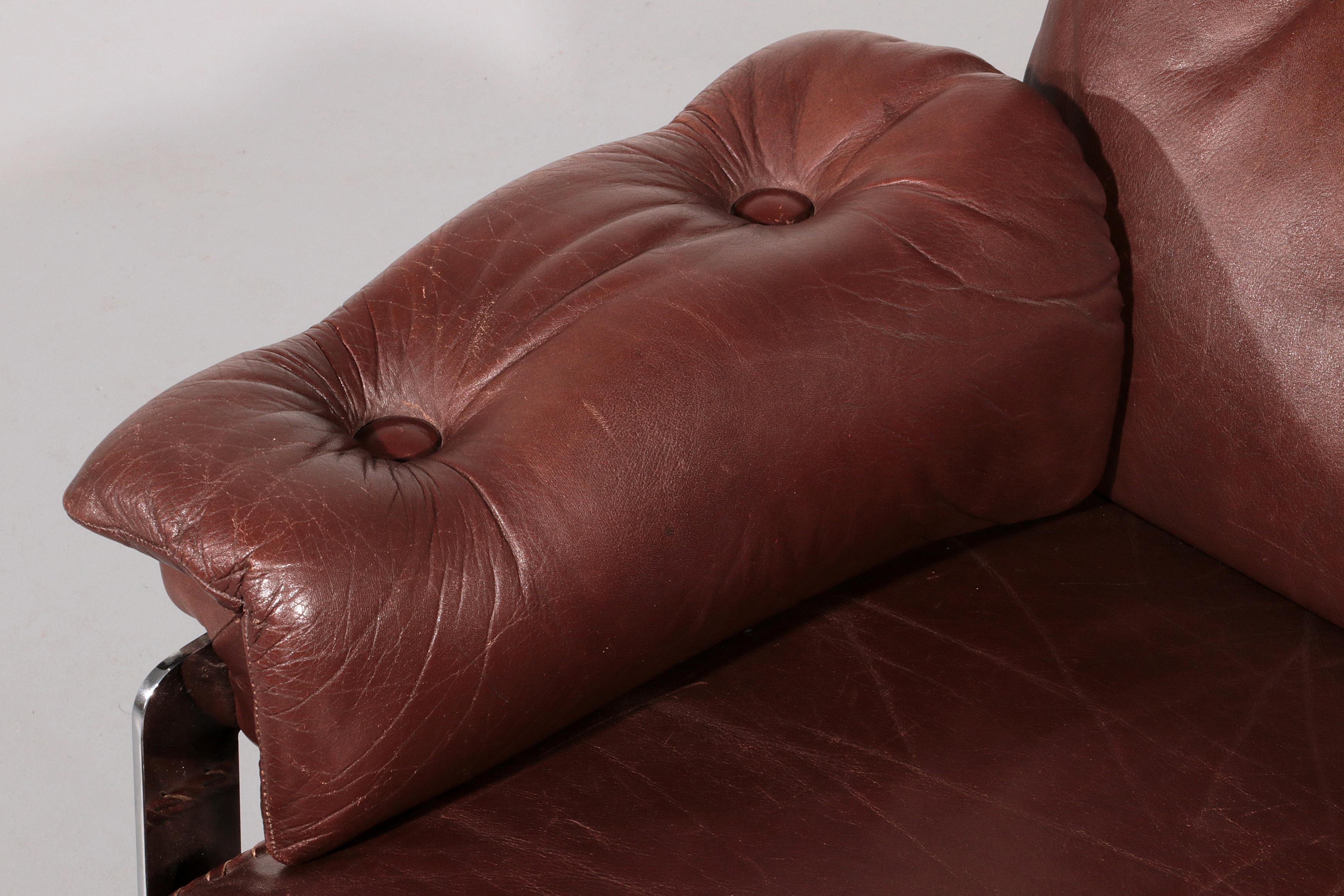Leder & Chrom Sofa von Arne Norell Vintage 1960er Jahre im Angebot 2