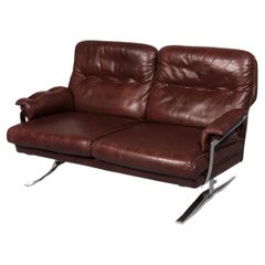 Leder & Chrom Sofa von Arne Norell Vintage 1960er Jahre