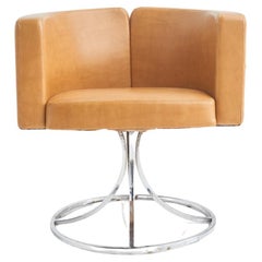 Vintage Leather & Chrome Swivel Chair by Daystrom, 1970s