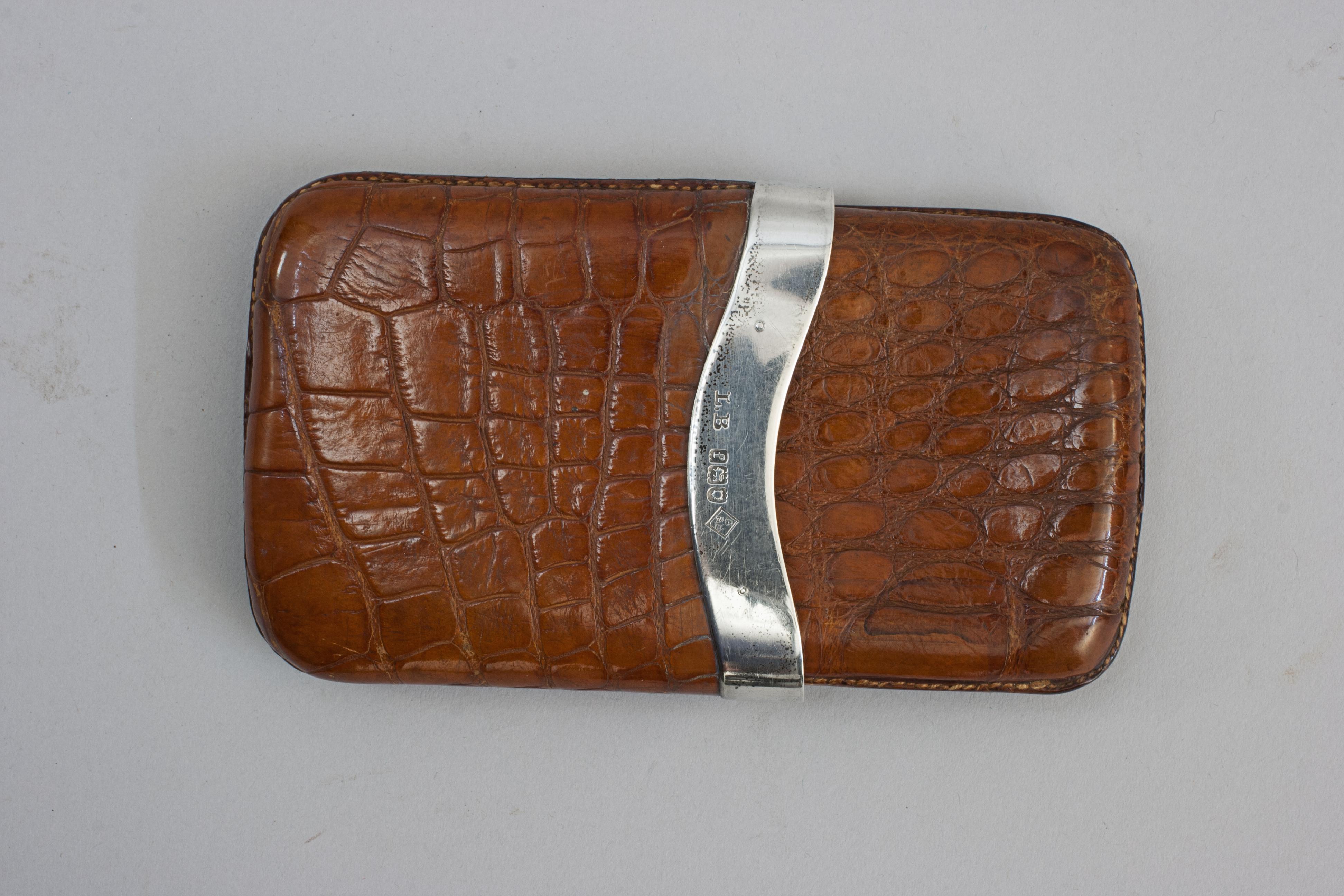 Leather Cigar Case With Silver Mount For Sale 1