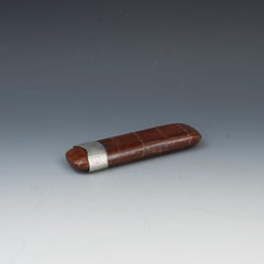 Leather Cigar Case With Silver Mounts