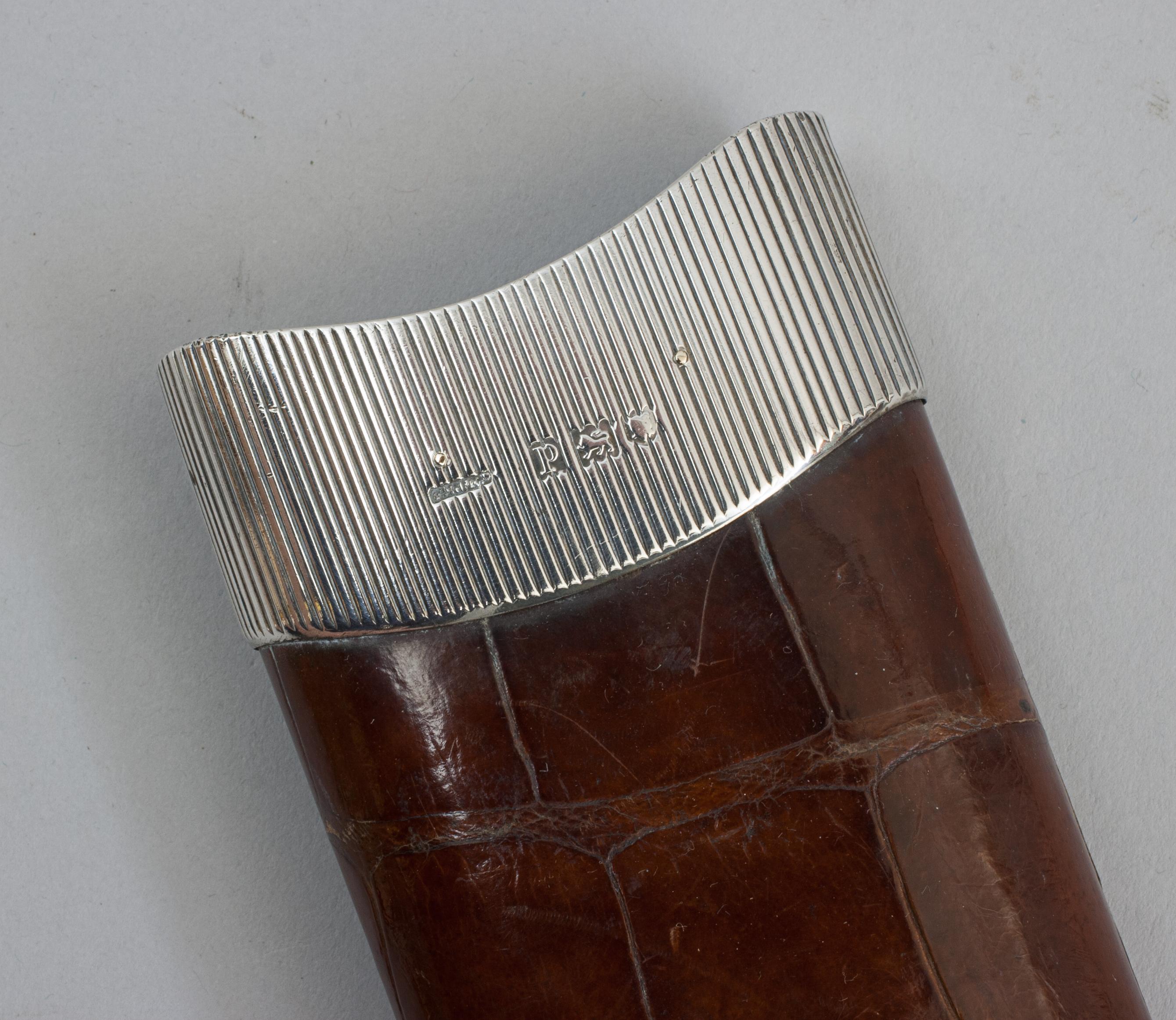 Leather Cigar Case With Silver Mounts For Sale 3