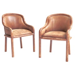 Leather Clad Armchairs Karl Springer