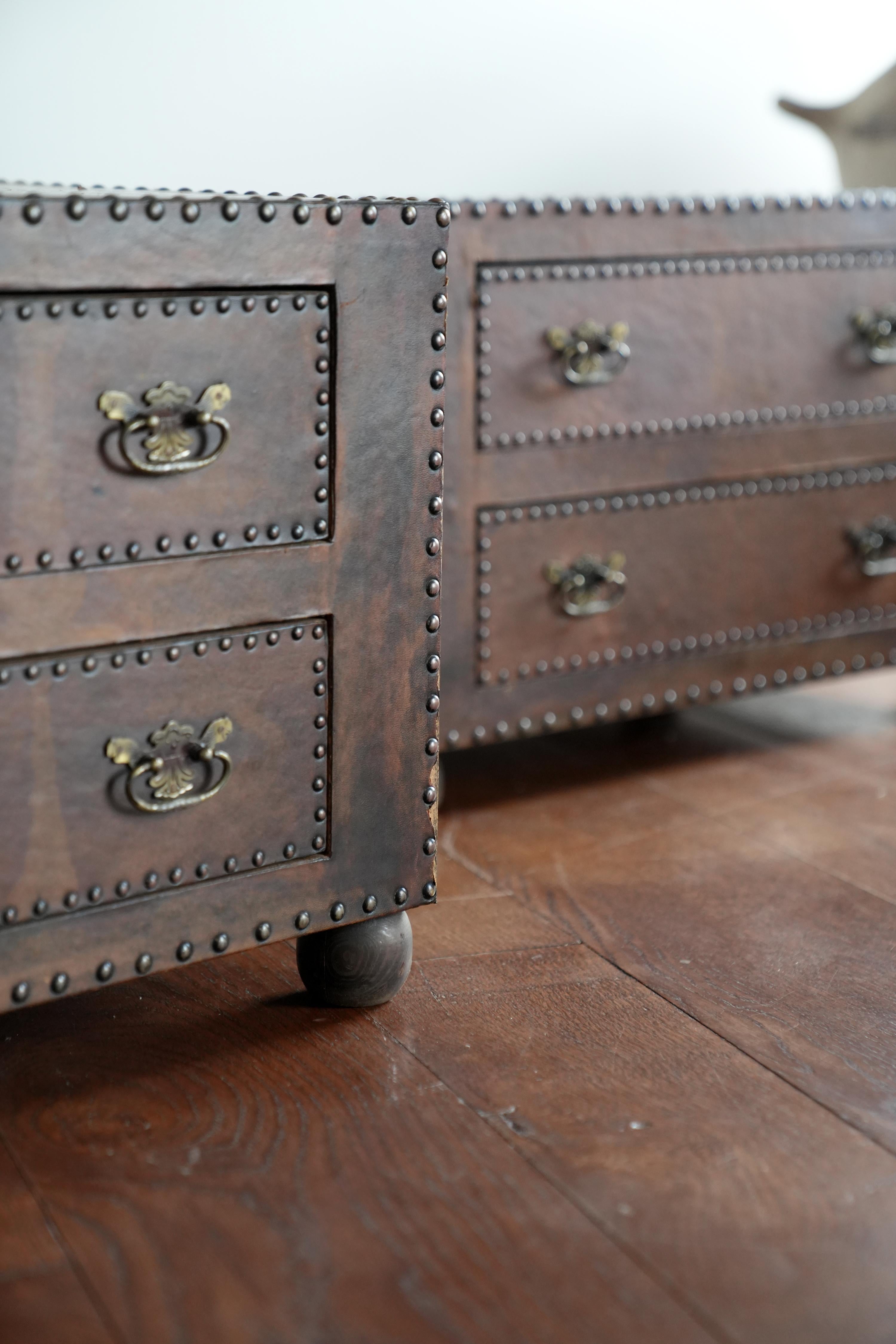 Mid-20th Century Studded leather clad chests