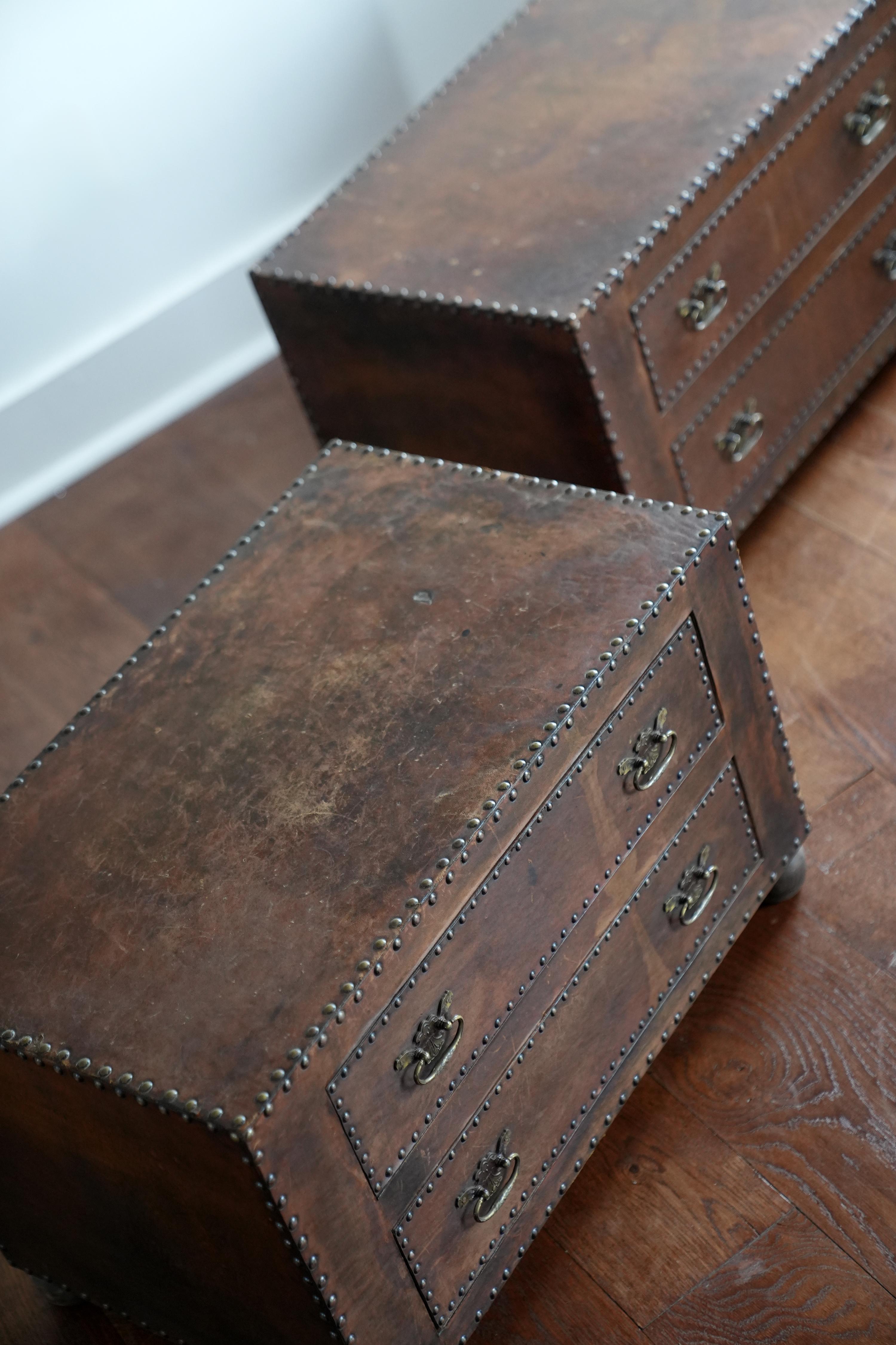 Leather Studded leather clad chests