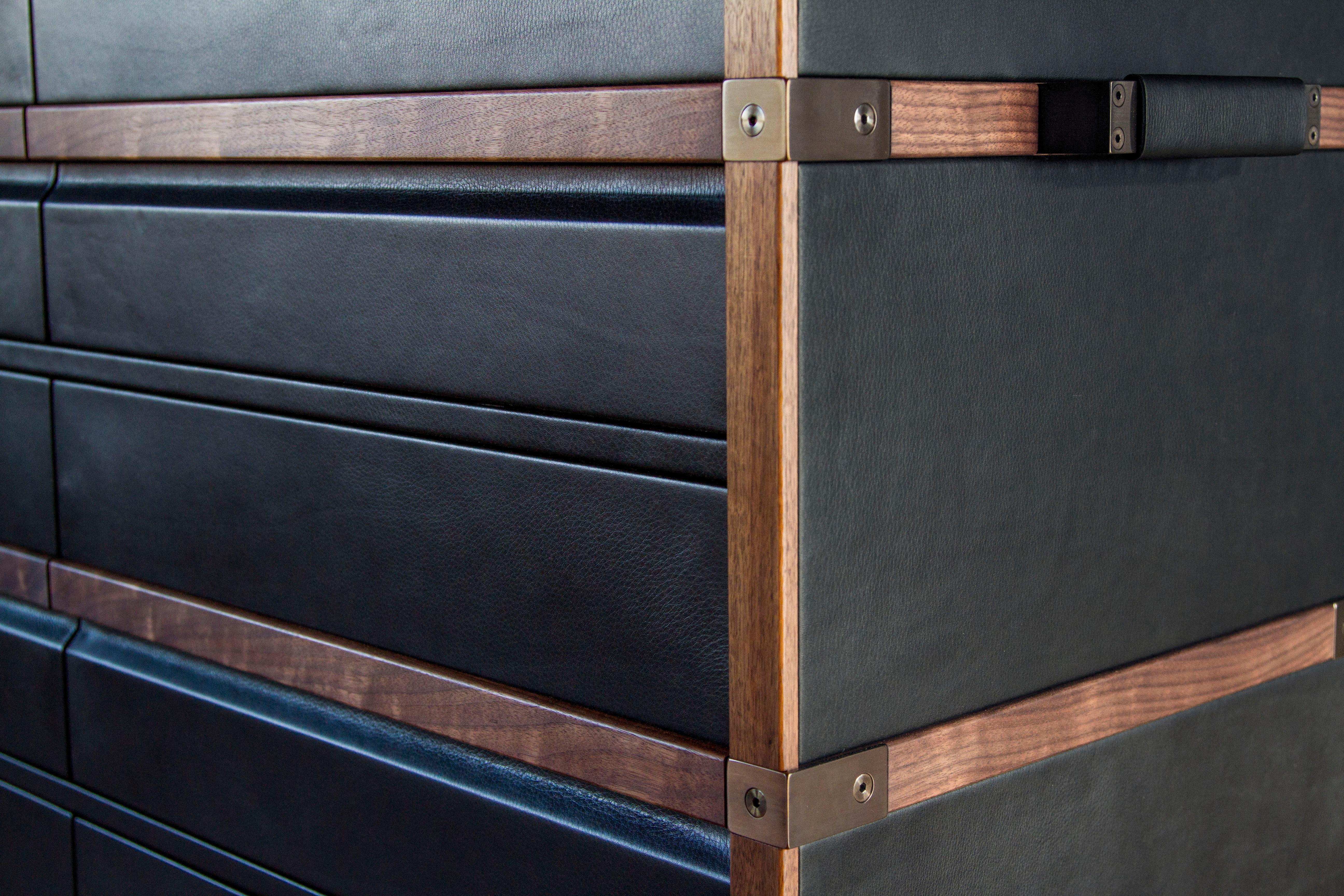 Modern Leather Clad Collingwood Dresser - handcrafted by Richard Wrightman Design